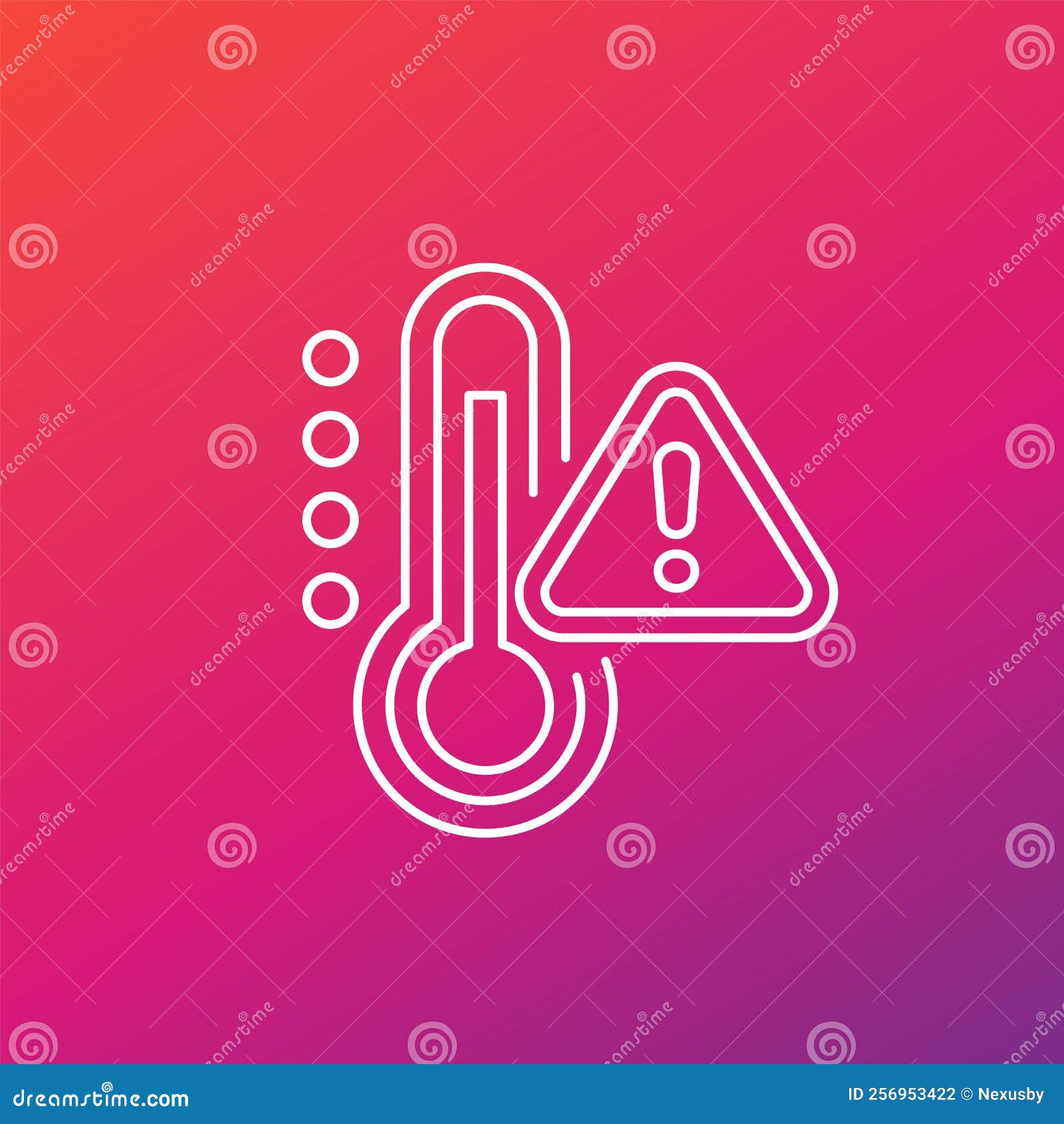 High Temperature Warning Vector Line Icon Stock Vector Illustration
