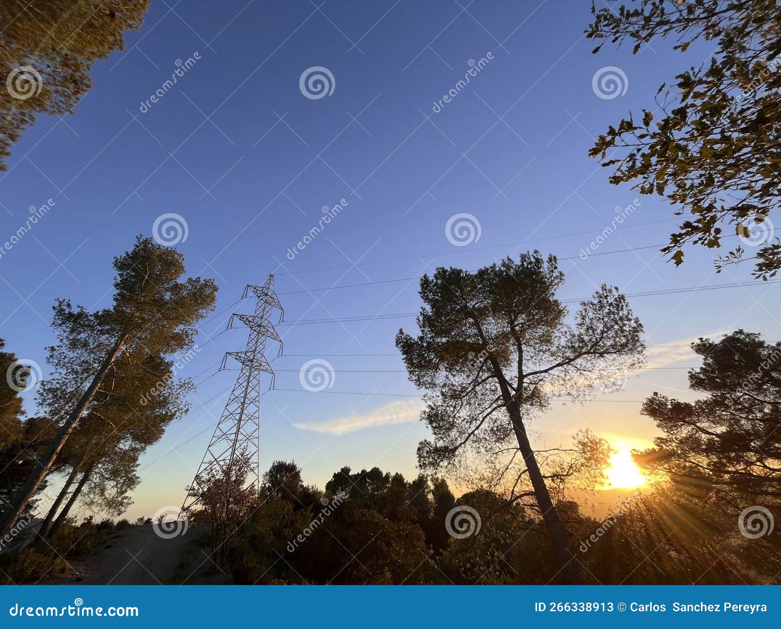 High voltage cable tower stock image. Image of structure 266338913