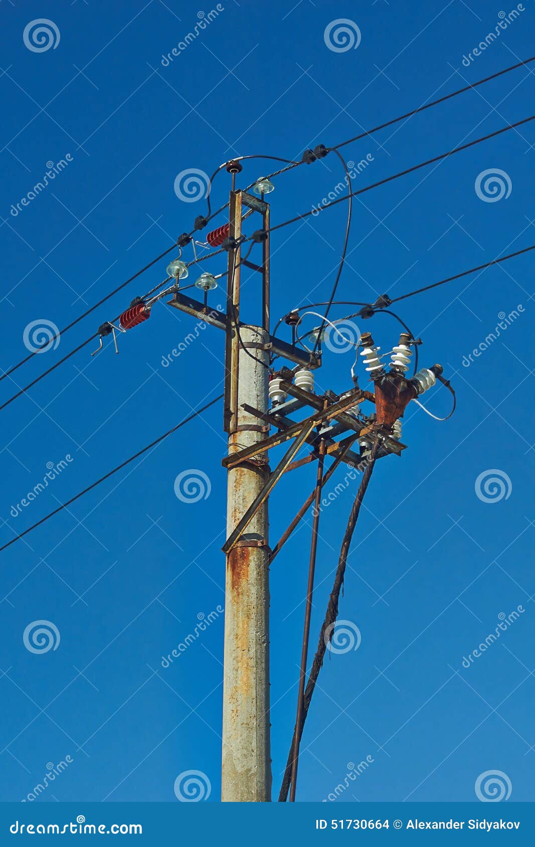 Highvoltage Electric Power Lines . Stock Photo Image of factory