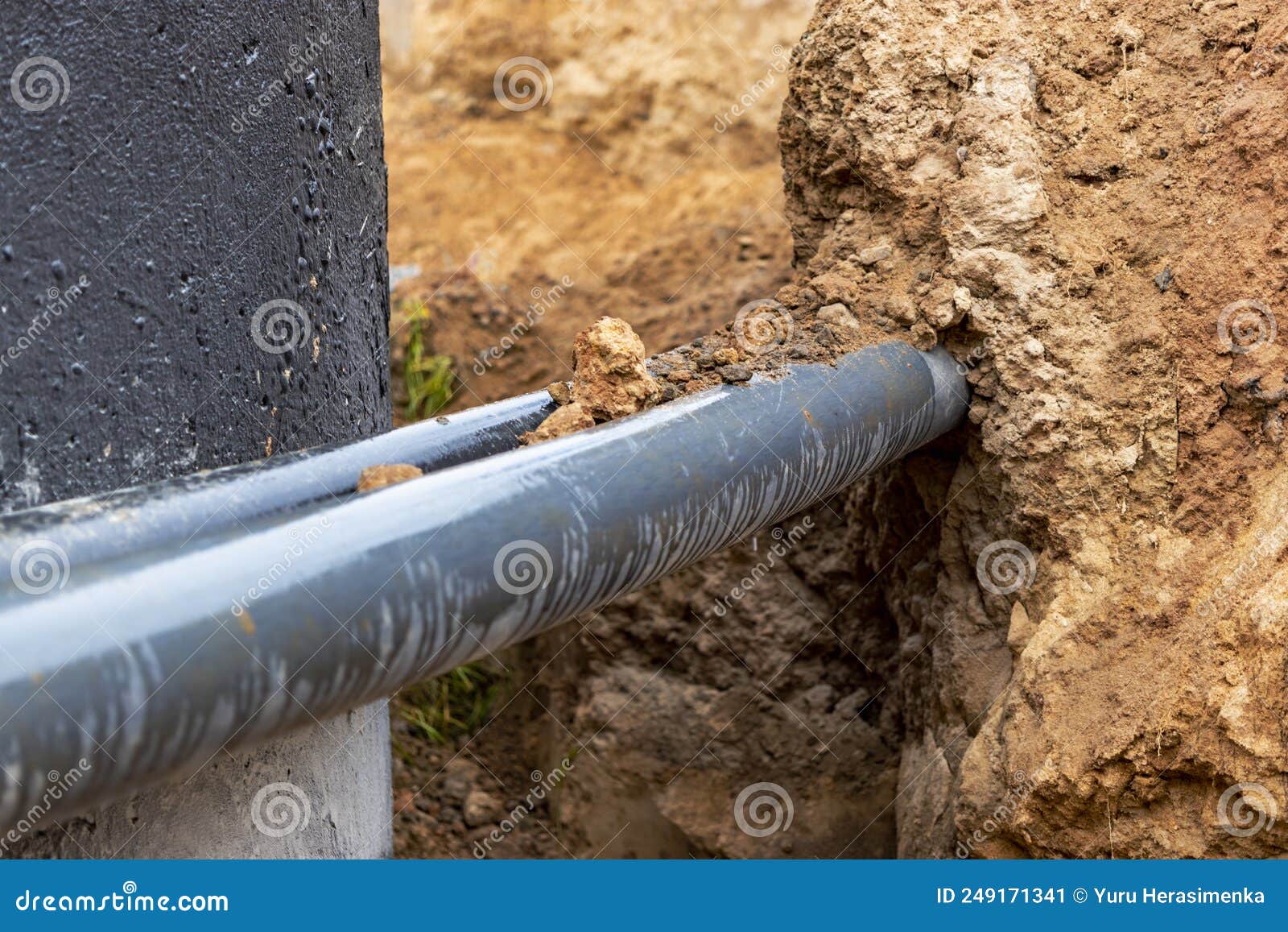 The High Voltage Electrical Cable is Laid in a Trench Under Existing