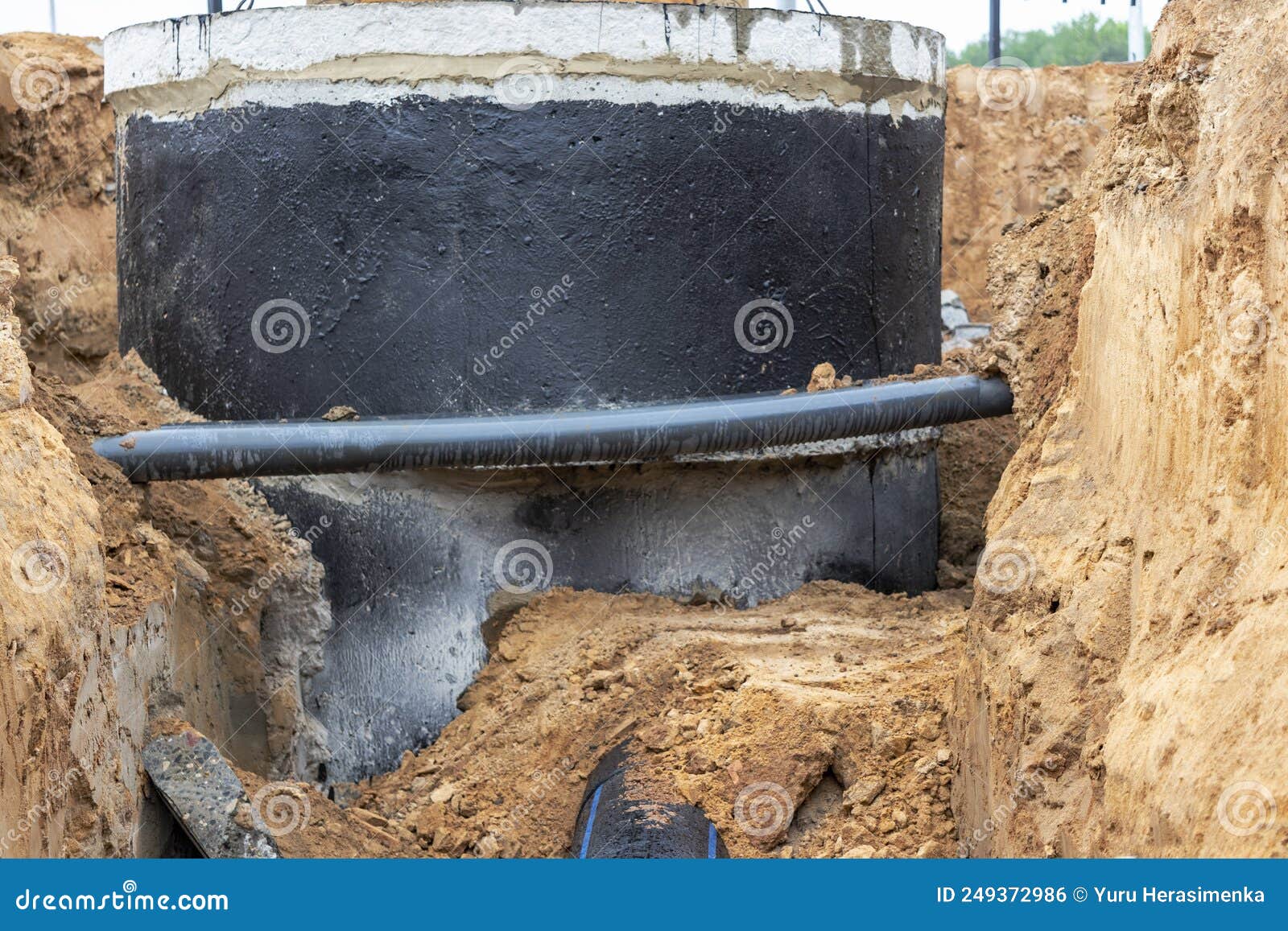The High Voltage Electrical Cable is Laid in a Trench Under Existing