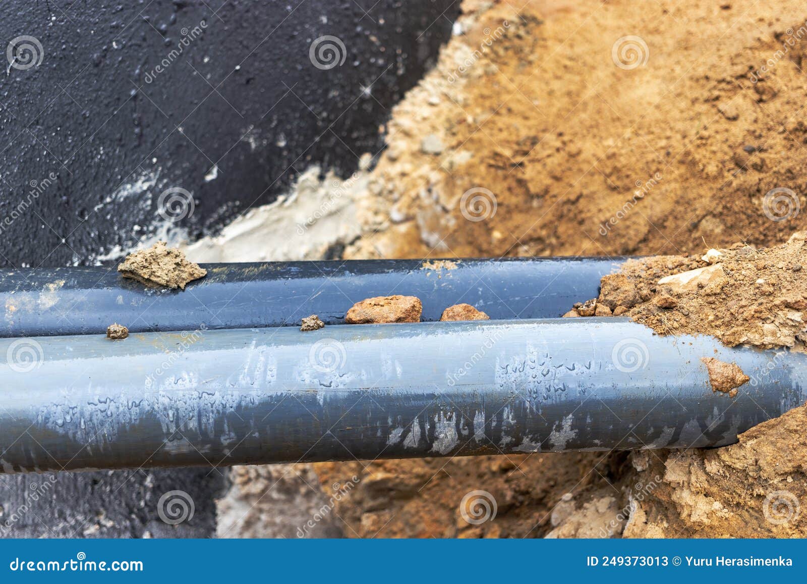The High Voltage Electrical Cable is Laid in a Trench Under Existing