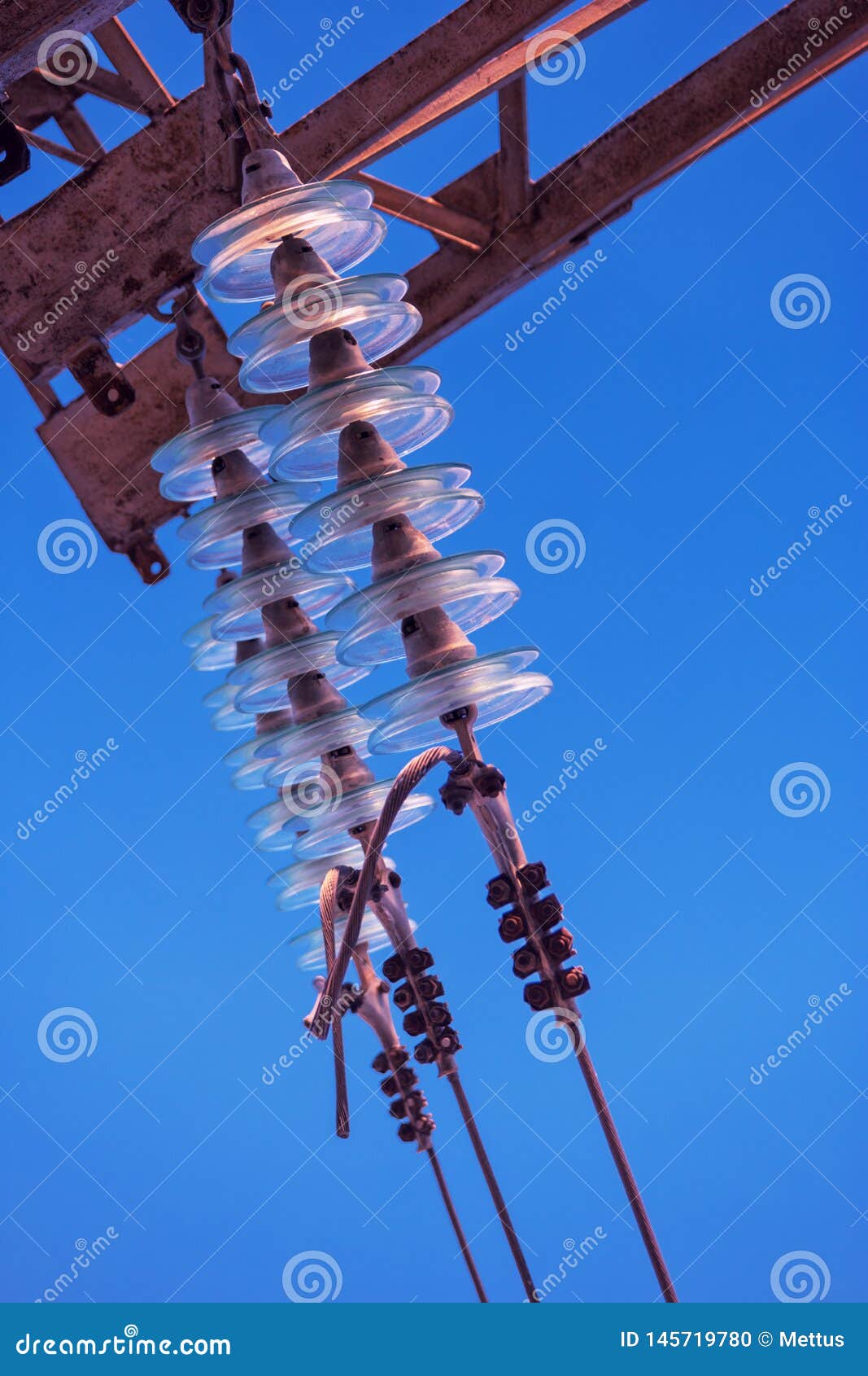 Highvoltage Electrical Insulator Made of Glass on Electric Line