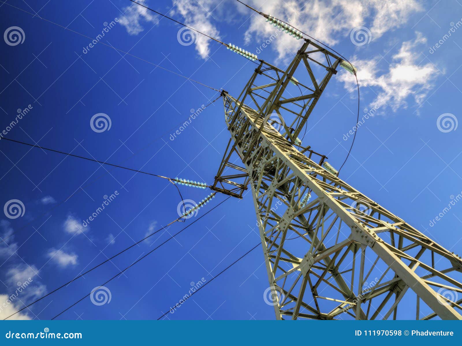 High Voltage Electrical Overhead Line Stock Photo Image of