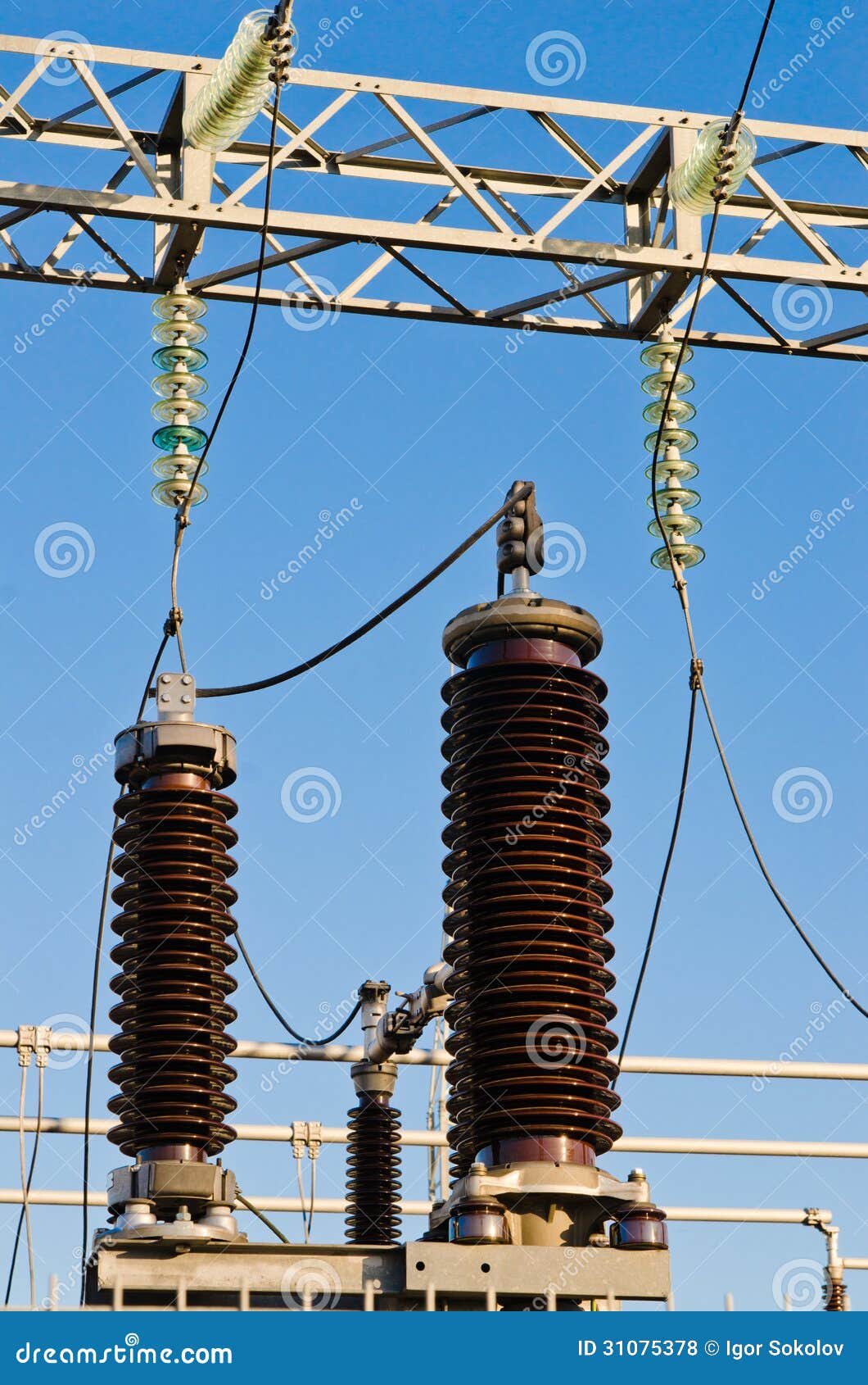 Highvoltage Insulators on Transformer Substation Stock Photo Image