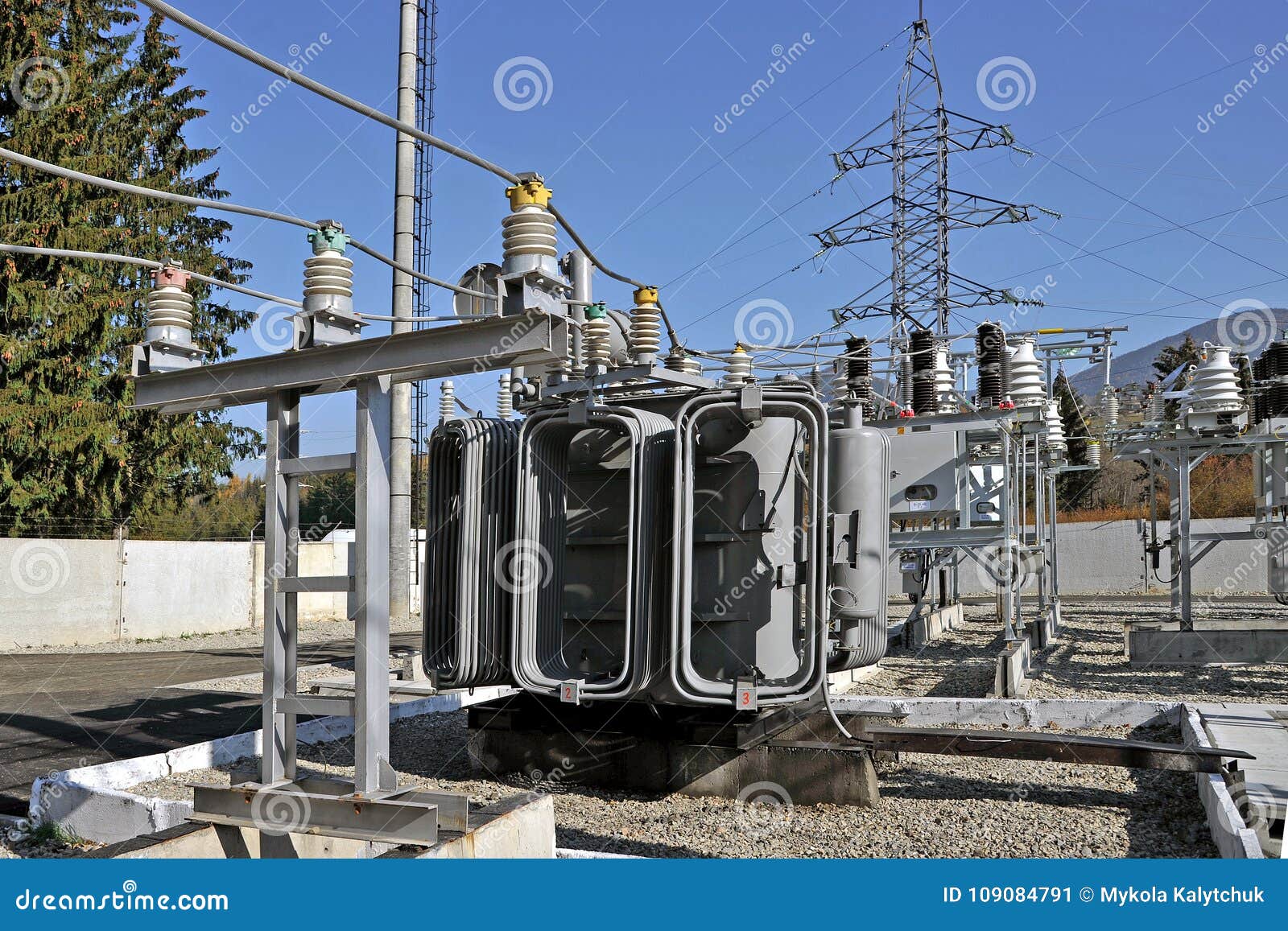 High Voltage Oil-filled Power Transformer. Stock Image - Image of