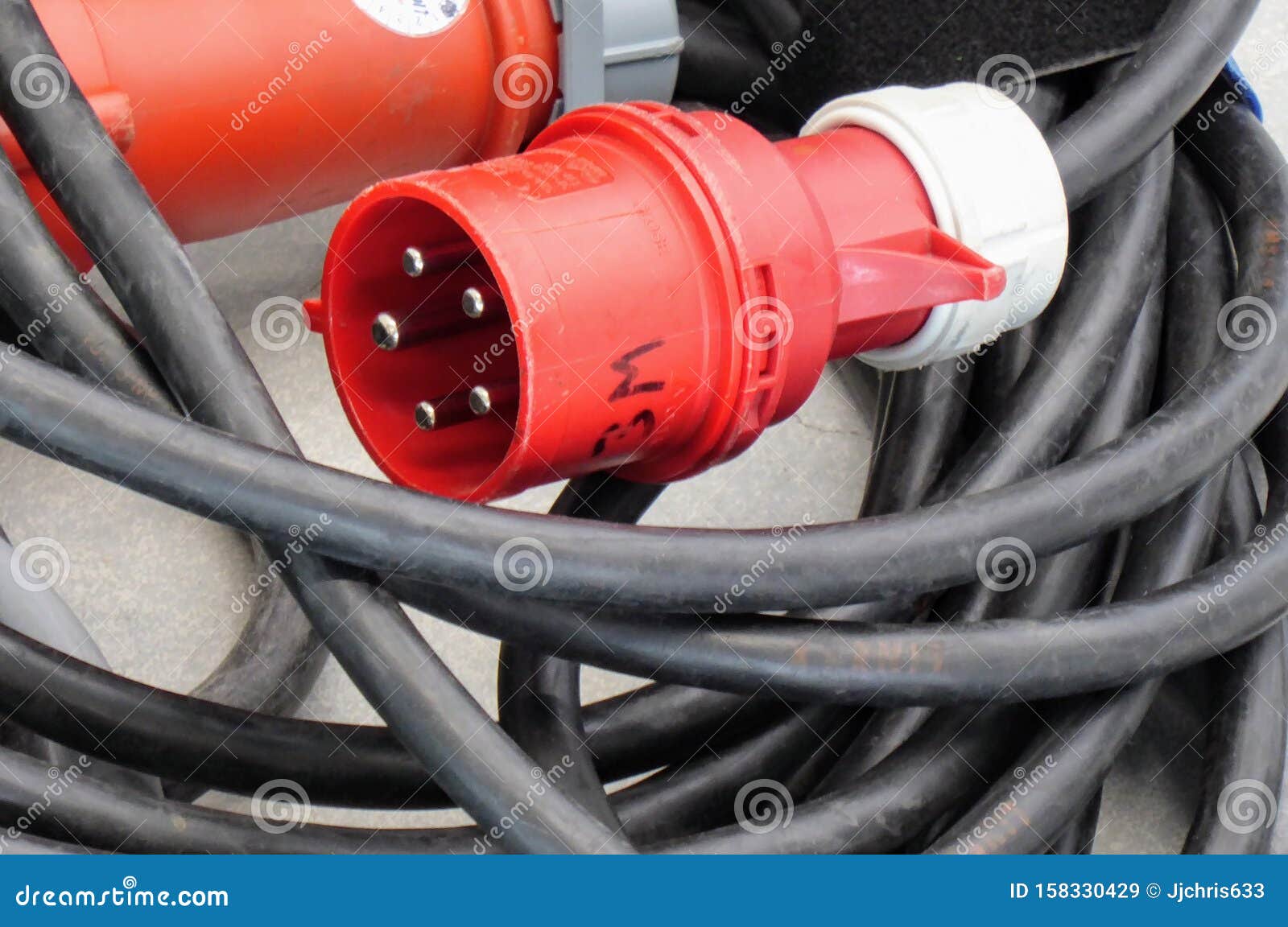 High Voltage Plugs and Cables, Red Plug with Cable. Stock Image Image