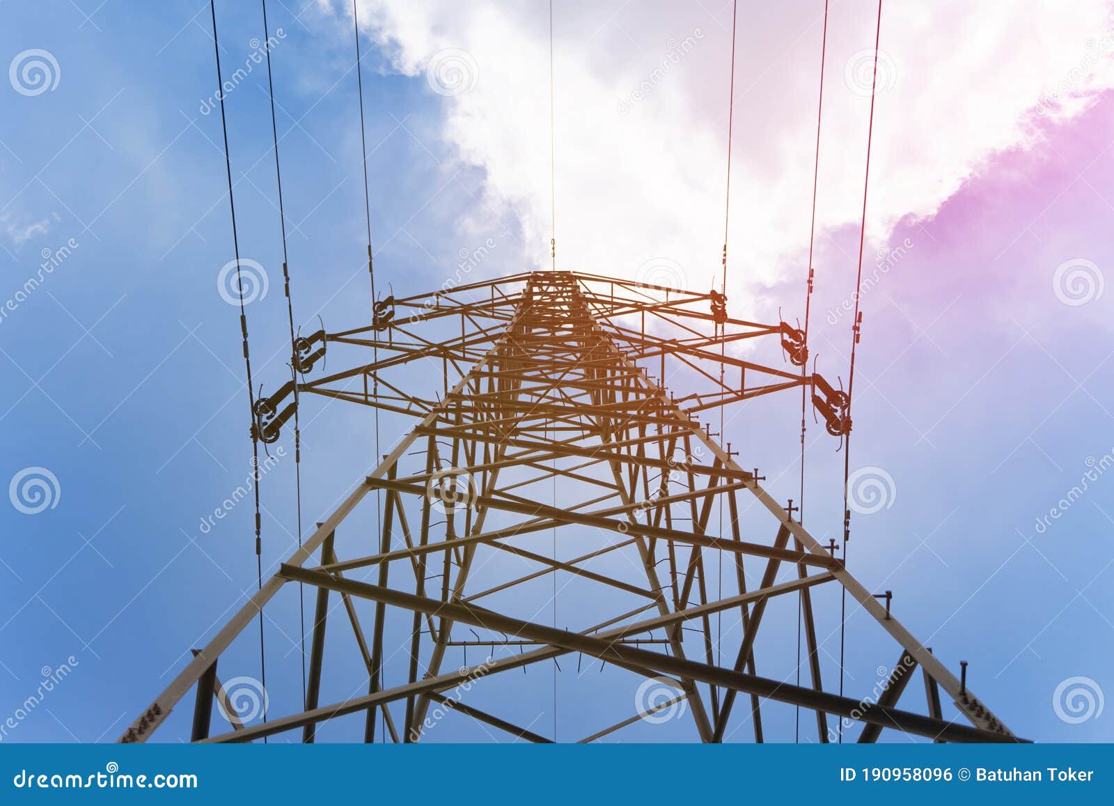 High Voltage Post Power Line Electric Industry Stock Photo Image of