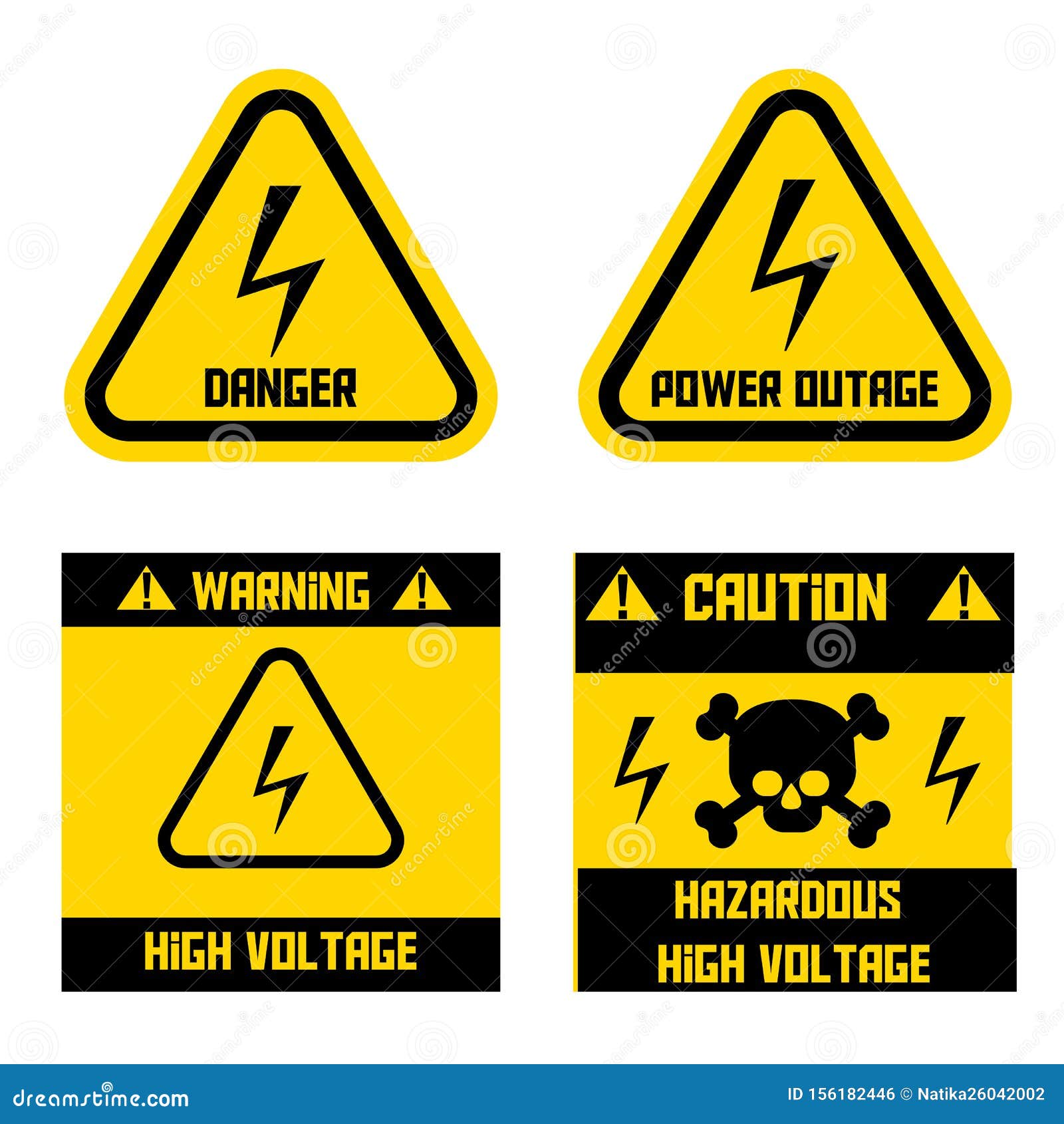High voltage electrical shock warning hazard symbol sticker safety sign 6 pack 