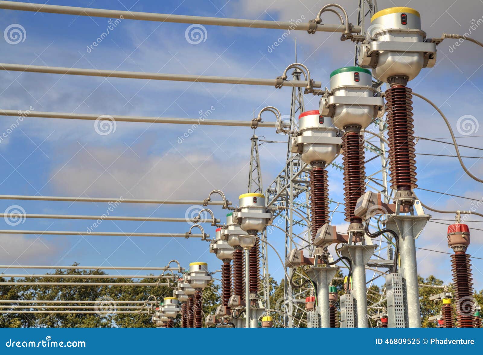 High voltage switchyard stock image. Image of breaker 46809525