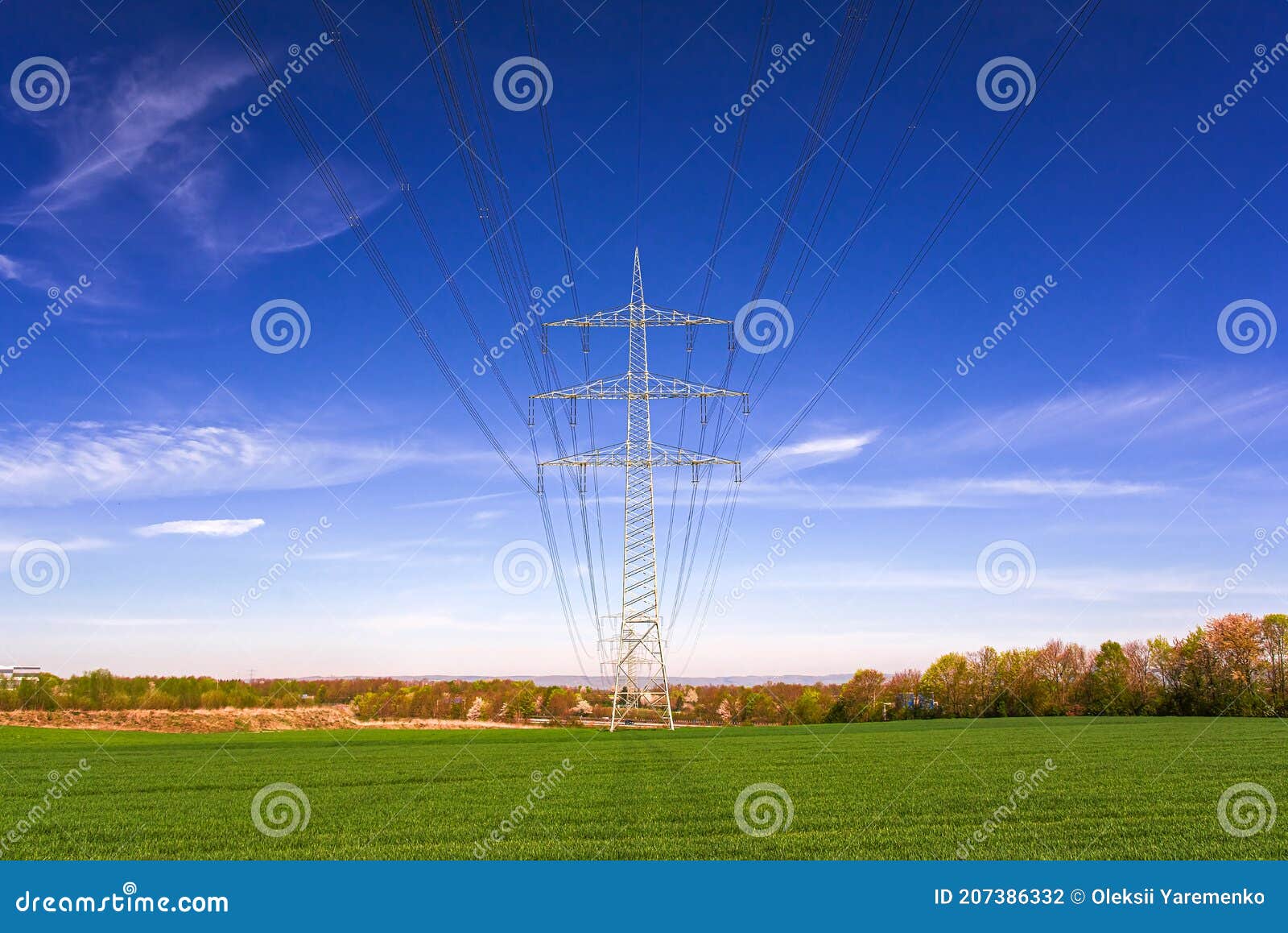 high-voltage tower sky background .