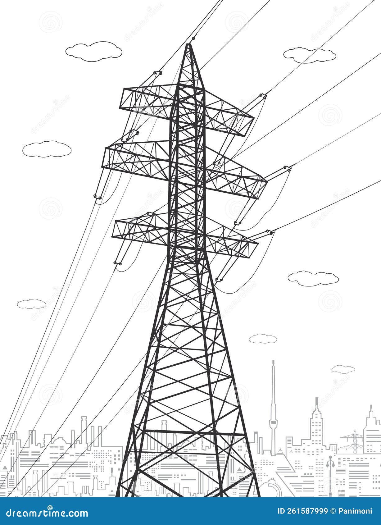 High Voltage Transmission Systems. Electric Pole. Power Lines. a Network of Interconnected