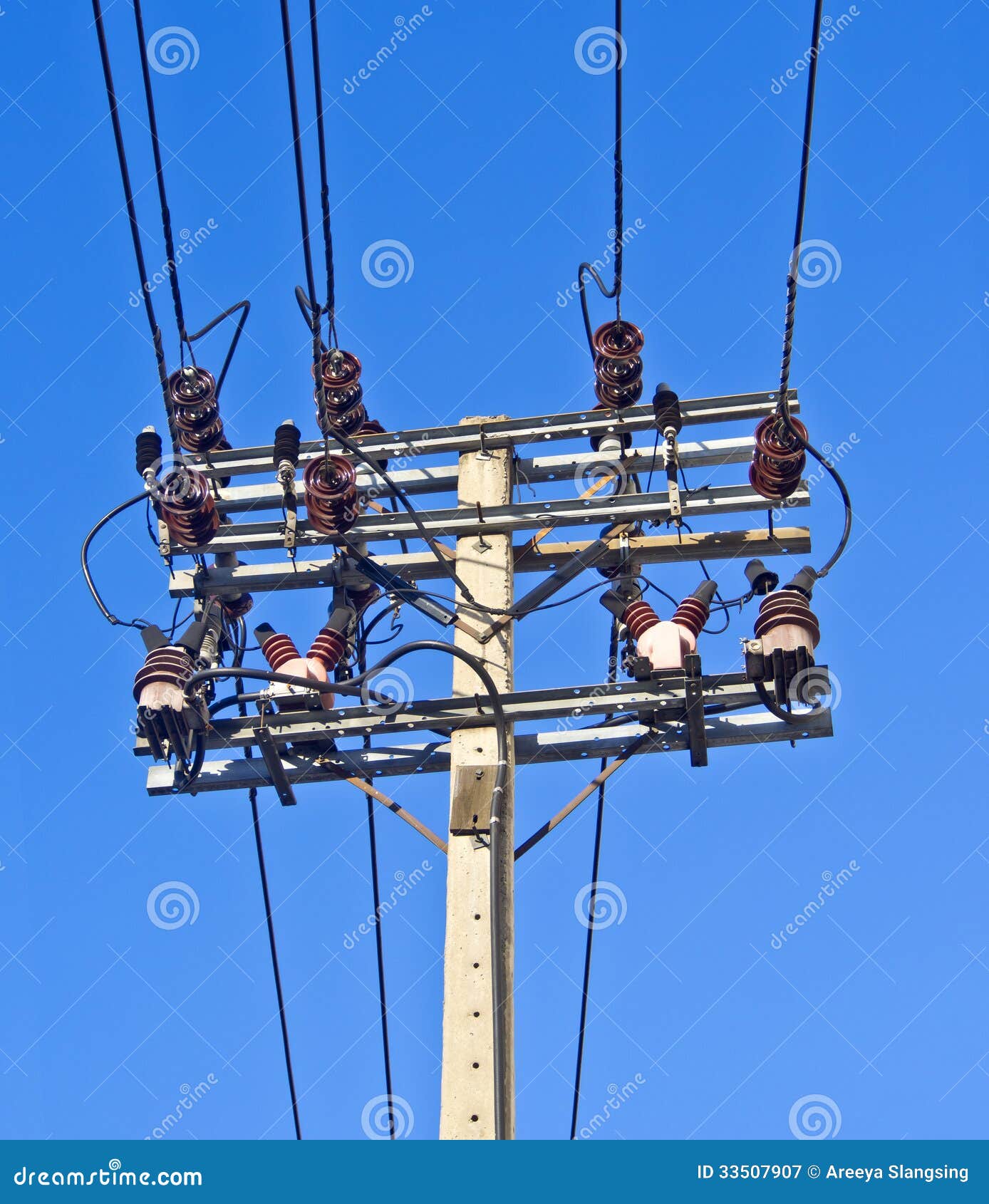 Highvoltage wire tower stock image. Image of technology 33507907