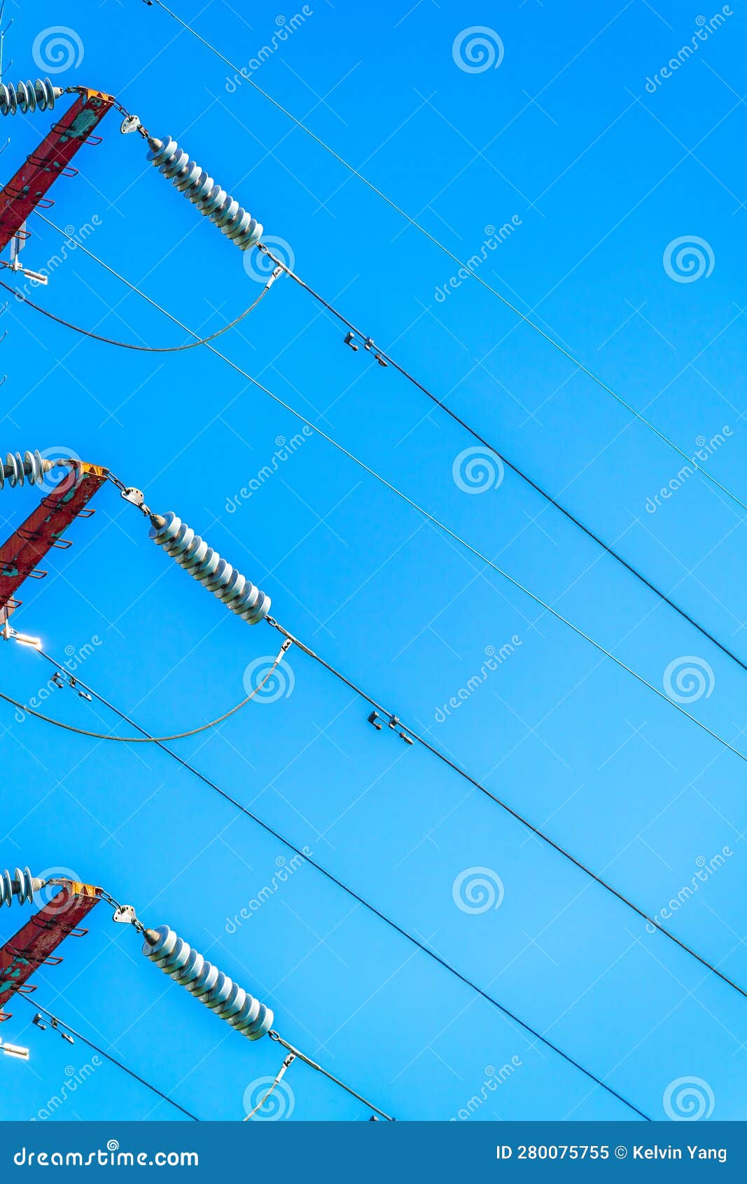 High Voltage Wire Tower Insulators Stock Image Image of iron, blue