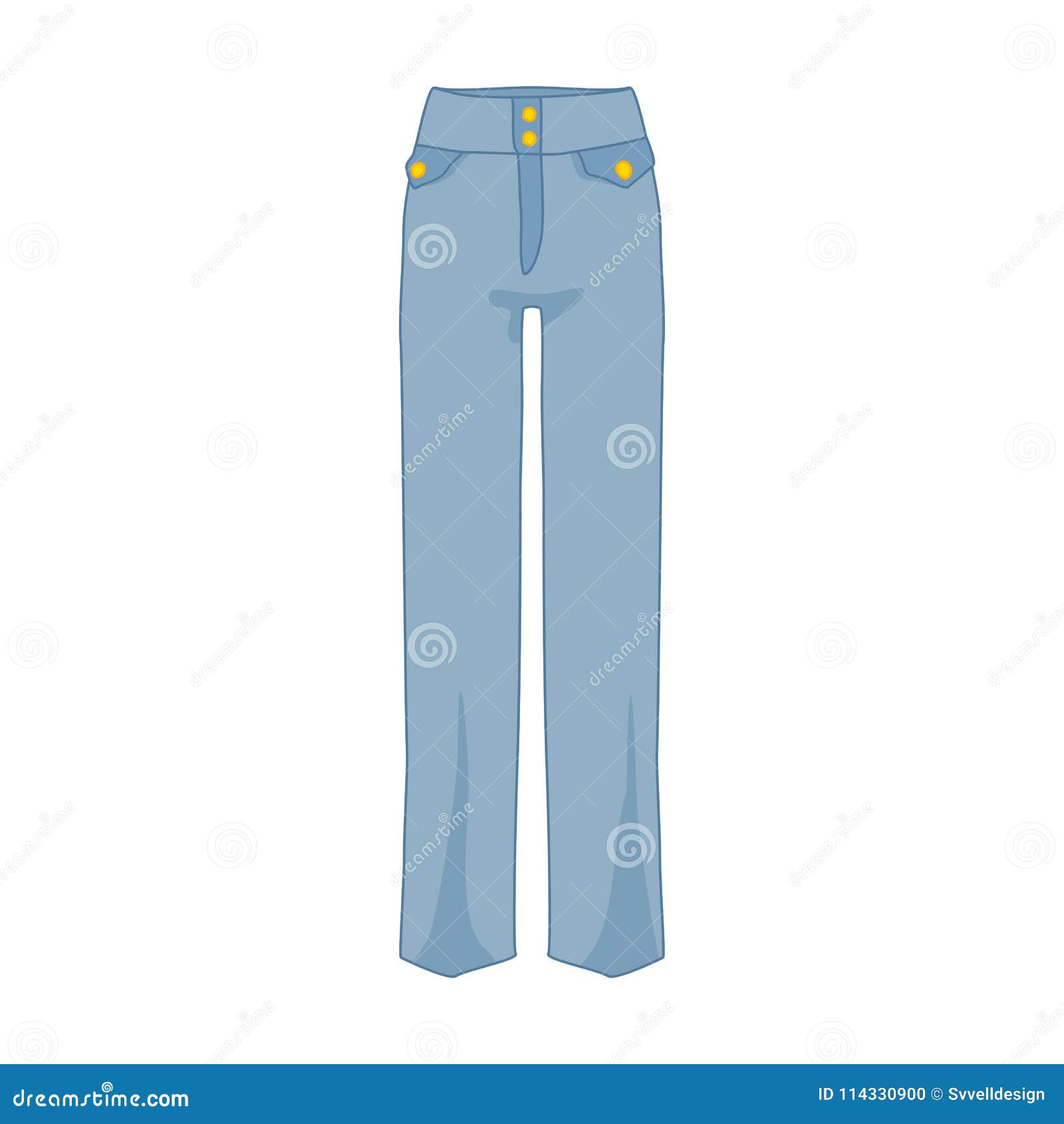 High Waist Denim Pants Fashion Style Item Illustration Stock Vector ...