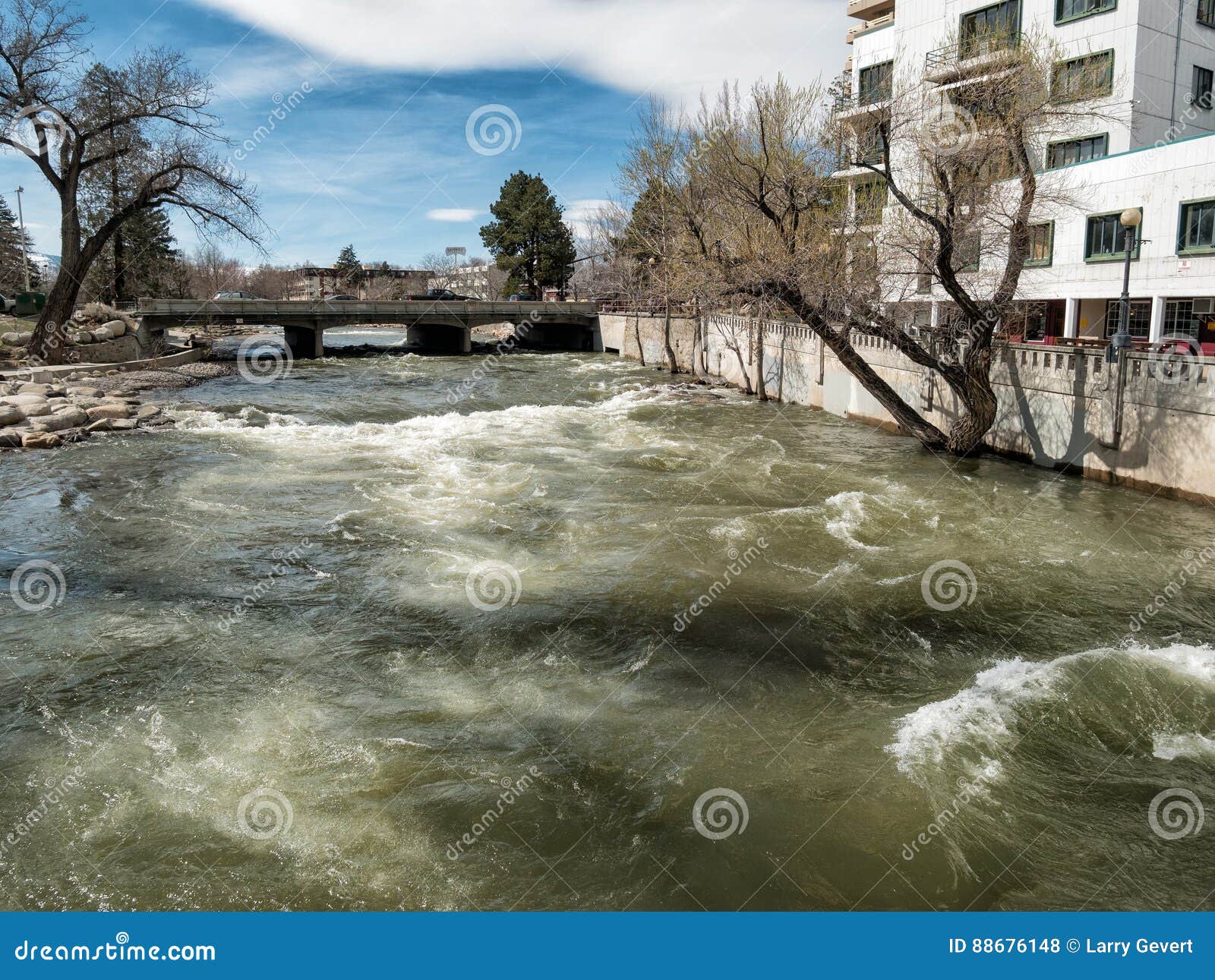 High Water, Truckee River in Reno, Nevada Stock Photo Image of