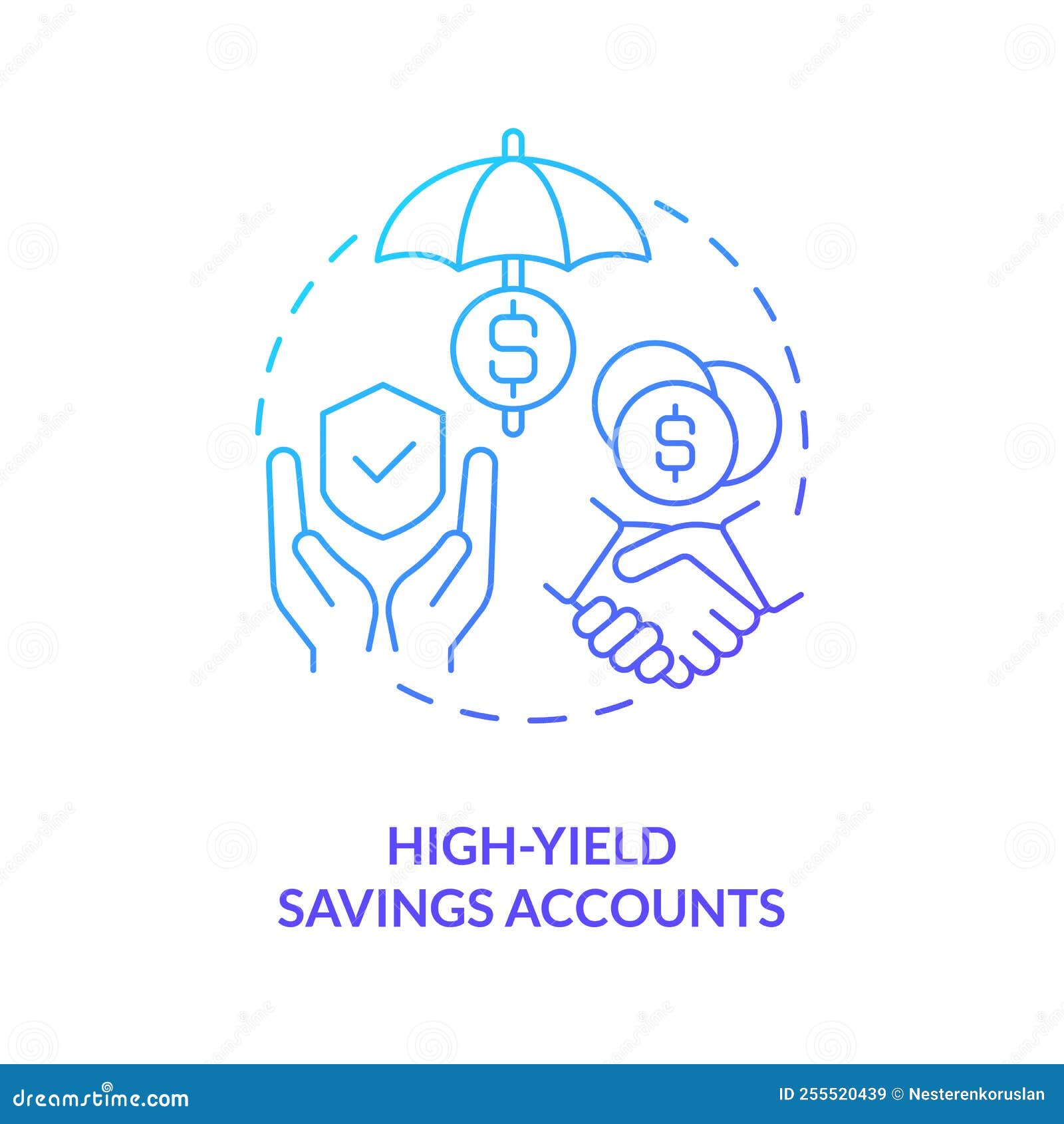 High Yield Savings Accounts Blue Gradient Concept Icon Stock