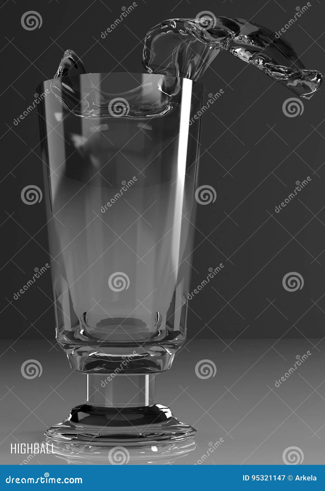 Highball Glass Footed 3D Illustration Stock Illustration Illustration