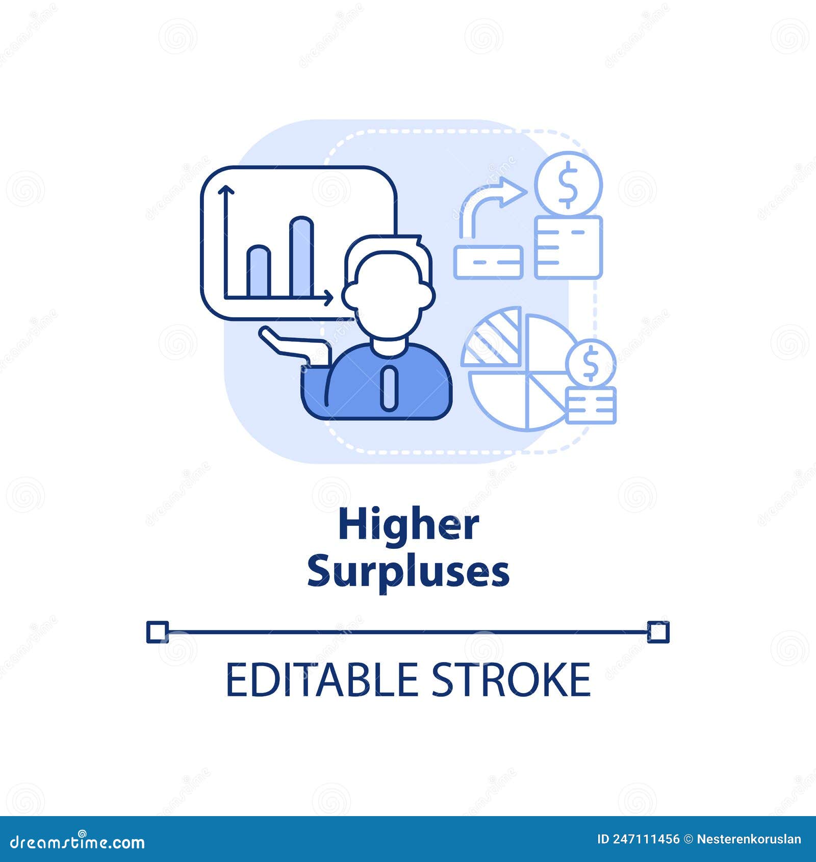 higher surpluses light blue concept icon