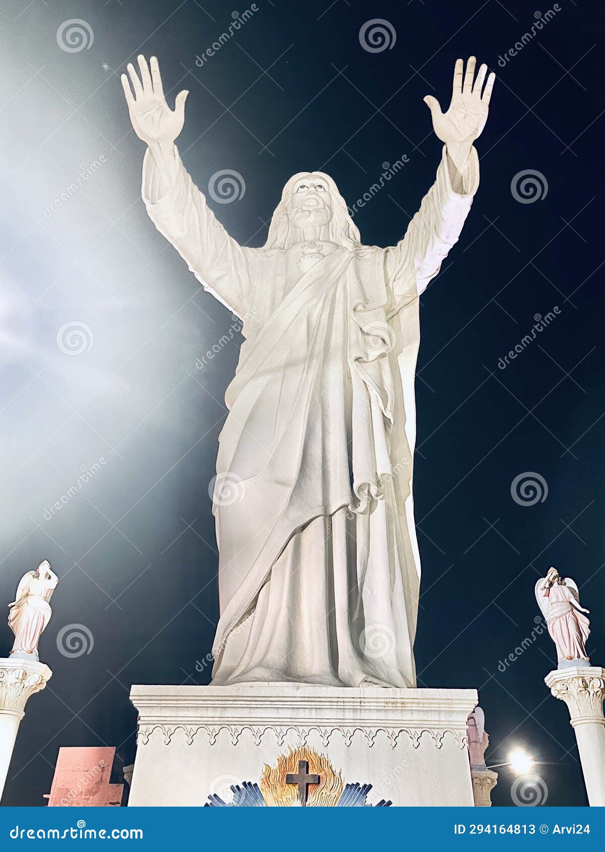 Highest Upper View Statue of Jesus Christ is Blessing the World