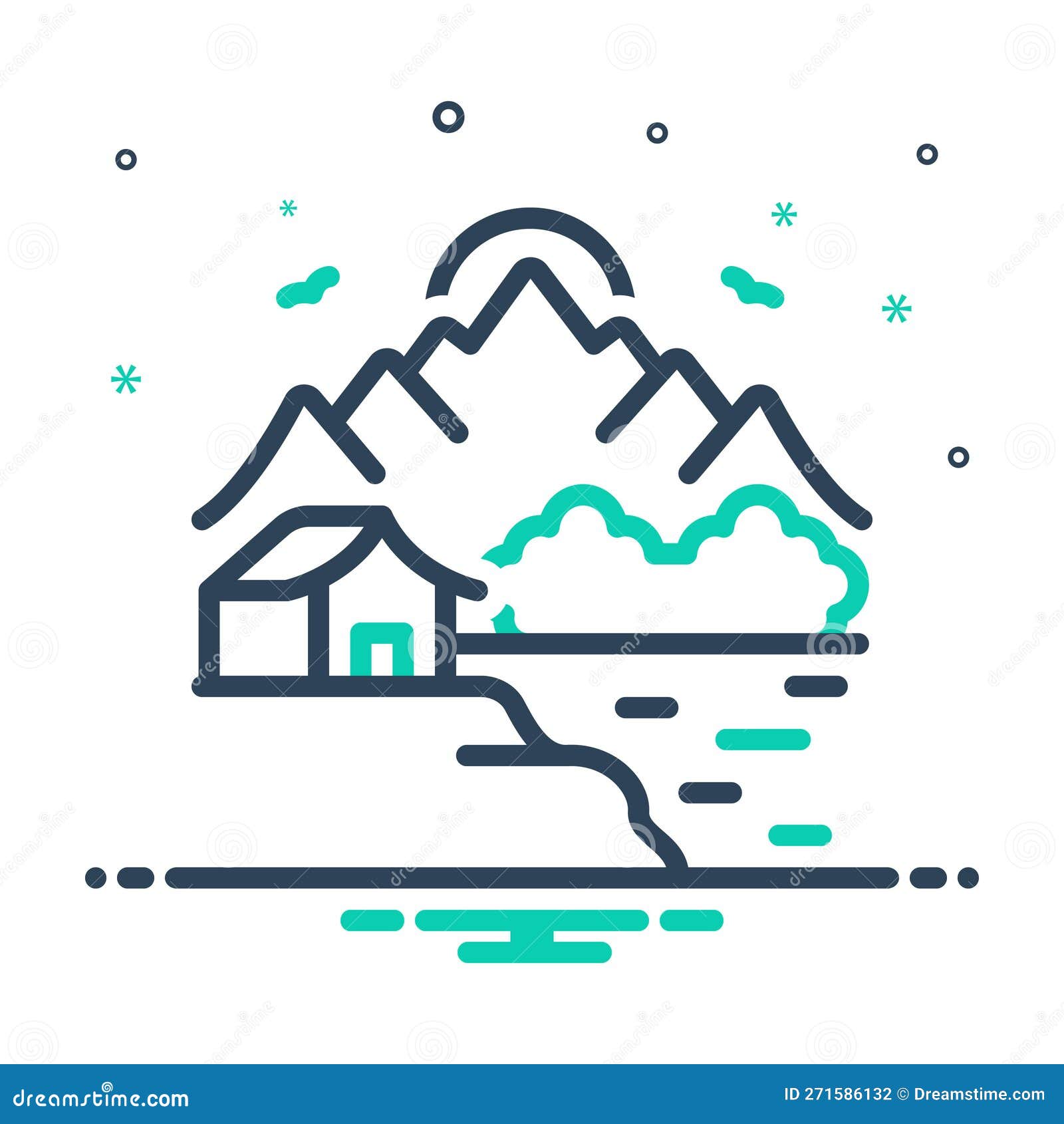 Mix Icon for Highland, Alpine and House Stock Illustration