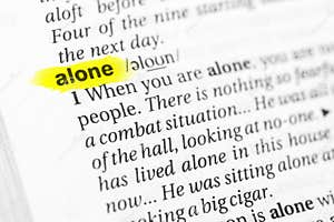 Highlighted English Word Alone And Its Definition In The Dictionary Highlighted English Word Alone And Its Definition In The Dictionary