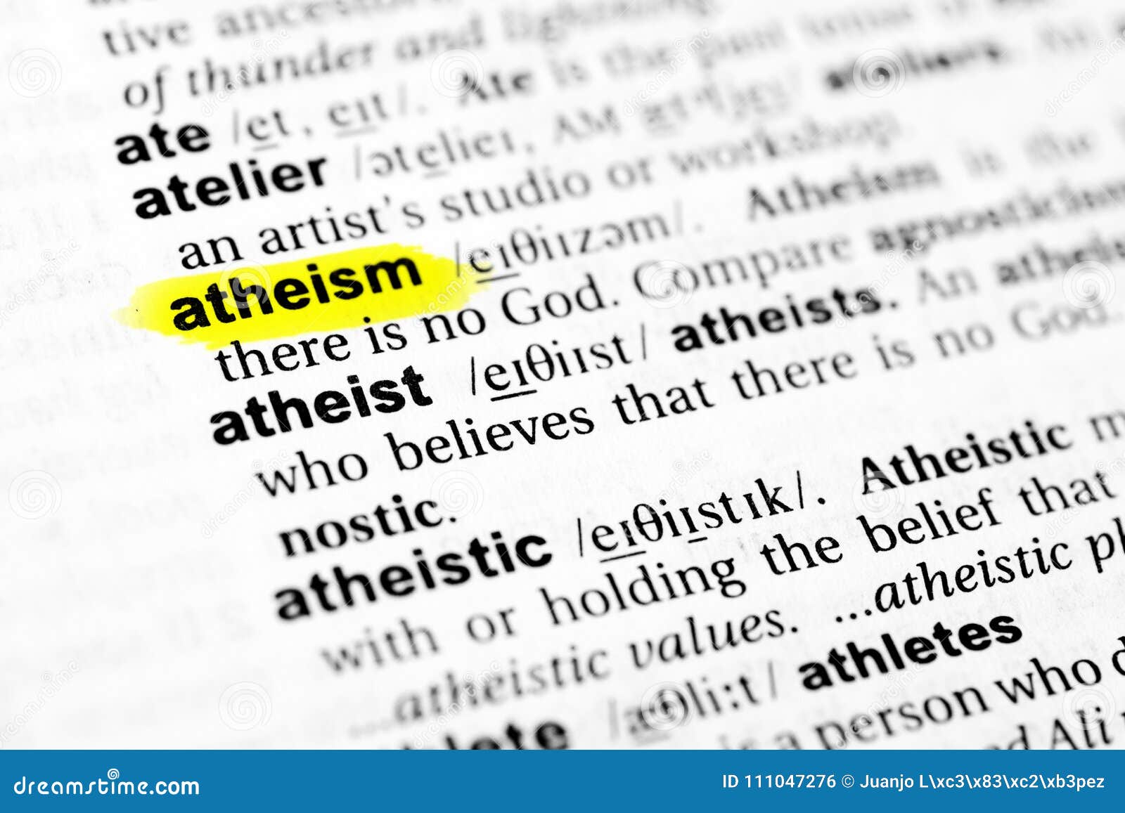Highlighted English Word Atheism And Its Definition In The Dictionary Stock Photo Image Of Heresy Emphasized