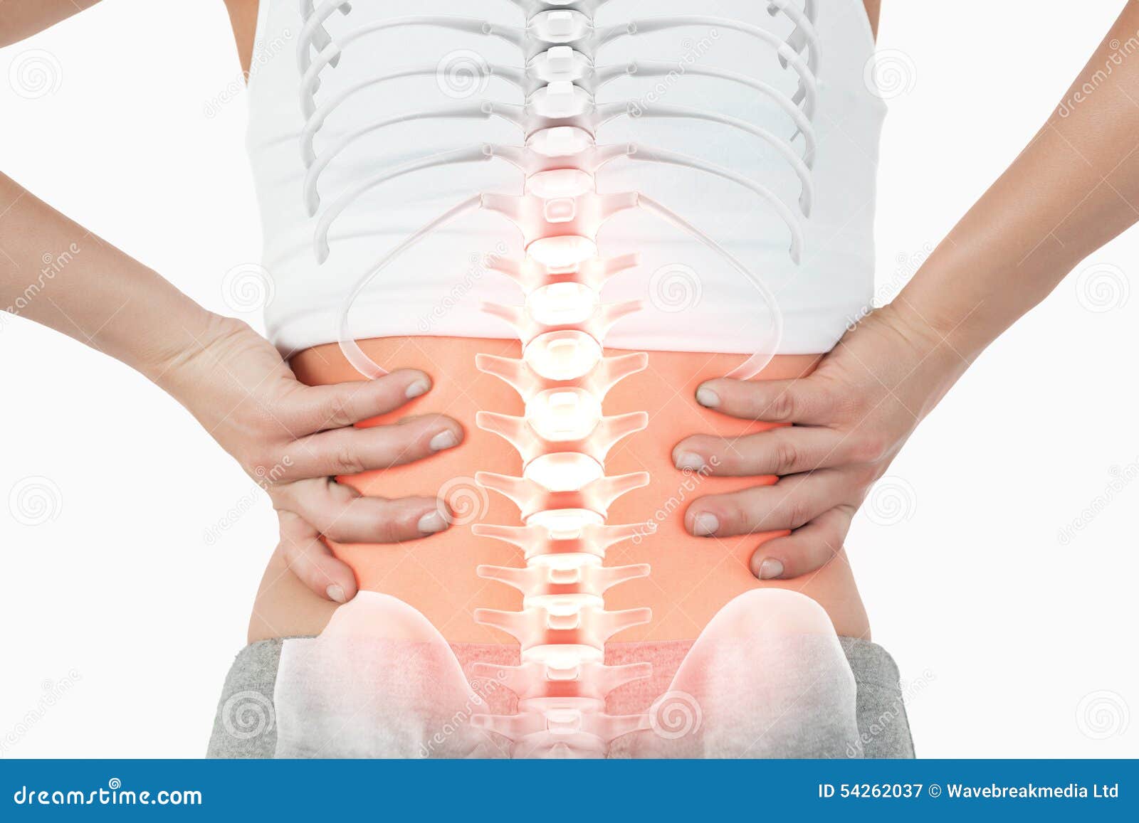 Highlighted Spine of Woman with Back Pain Stock Image Image of pain