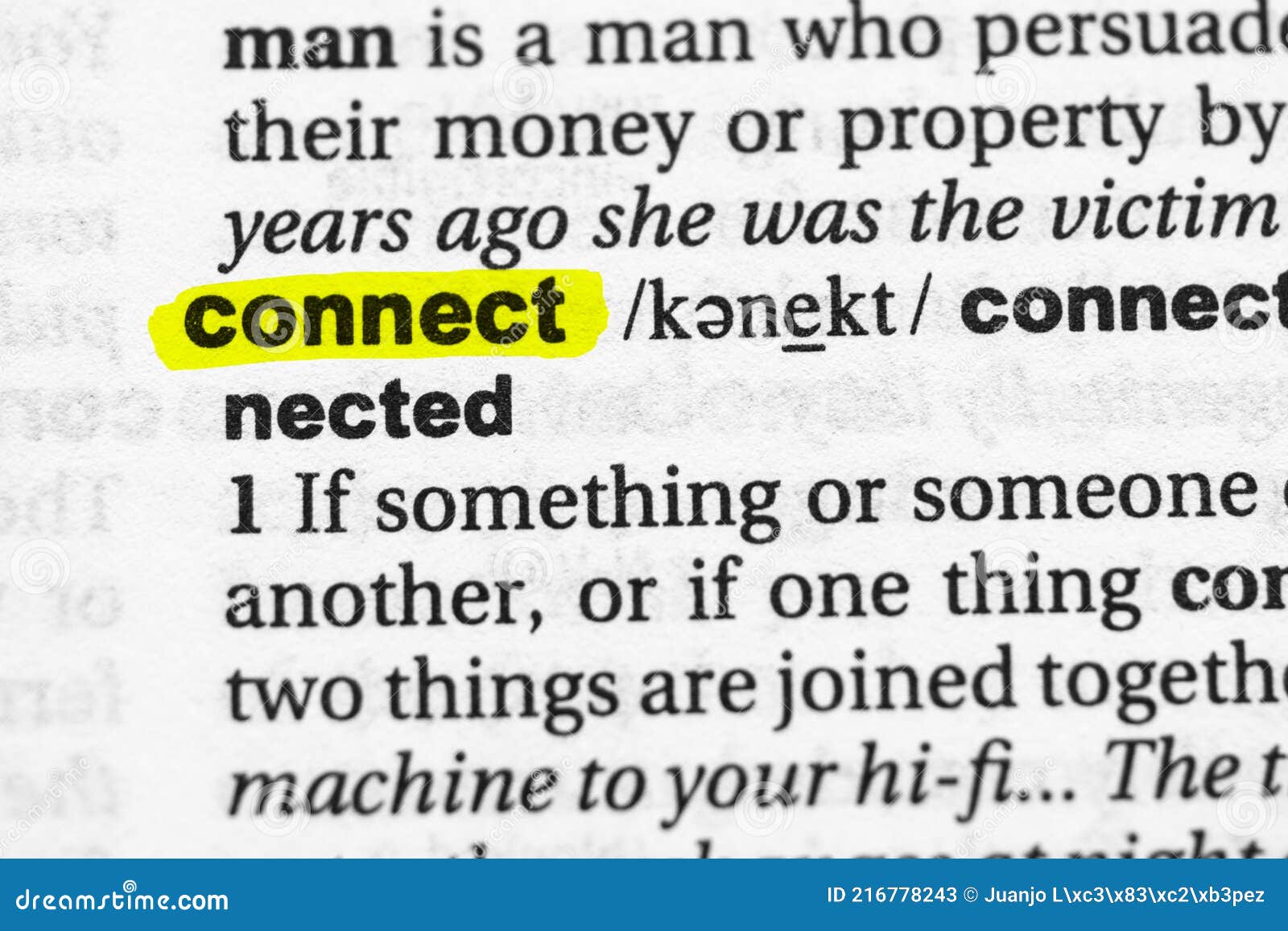 What is a word that means connected?