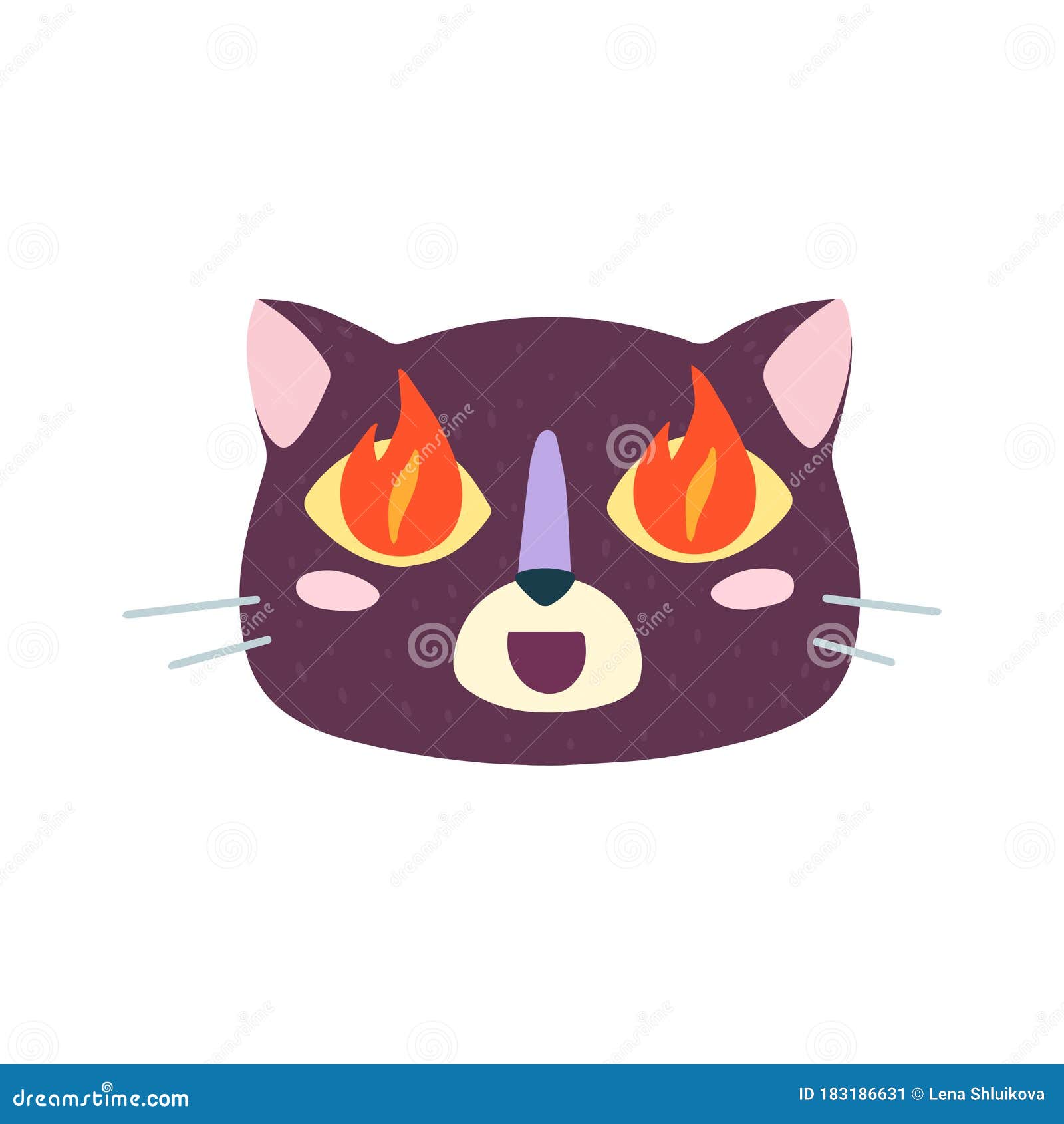 Highlights Stories Cover, Avatar, Emoji: Passion, Fire in the Eyes. Cute  Funny Cat Face Stock Vector - Illustration of hand, amusing: 183186631
