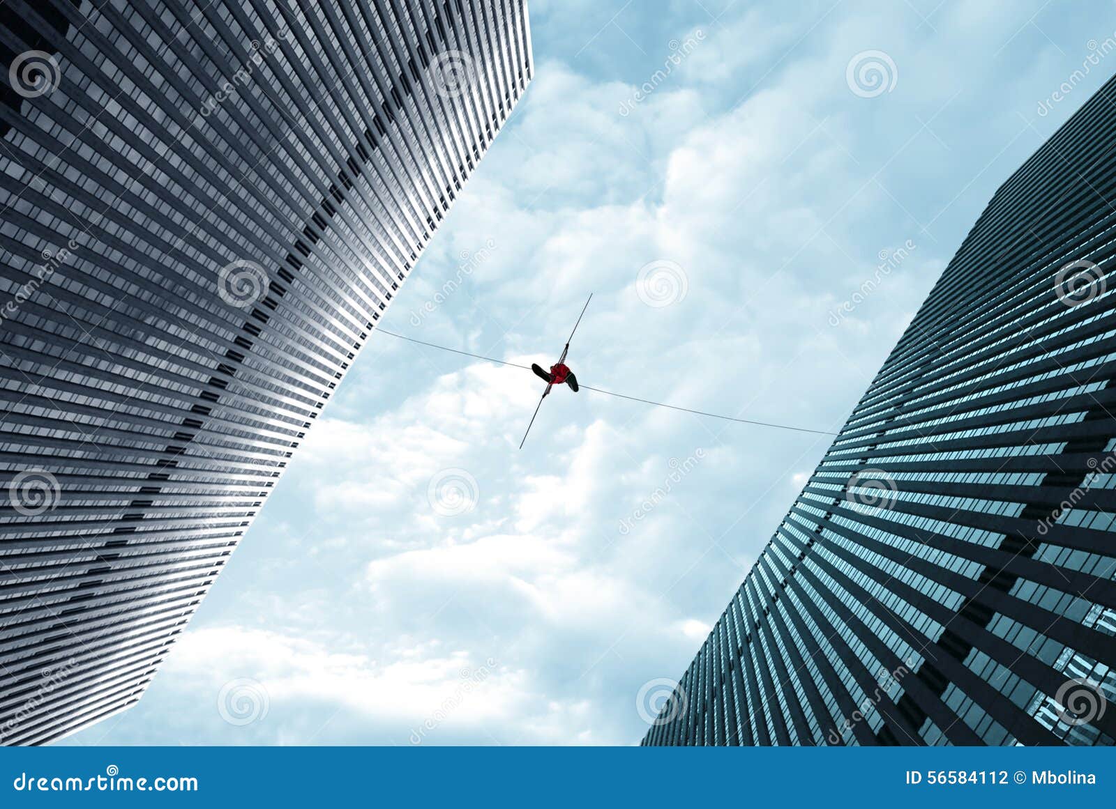 Highline Walker on the Rope High in the Sky Stock Photo Image of rope