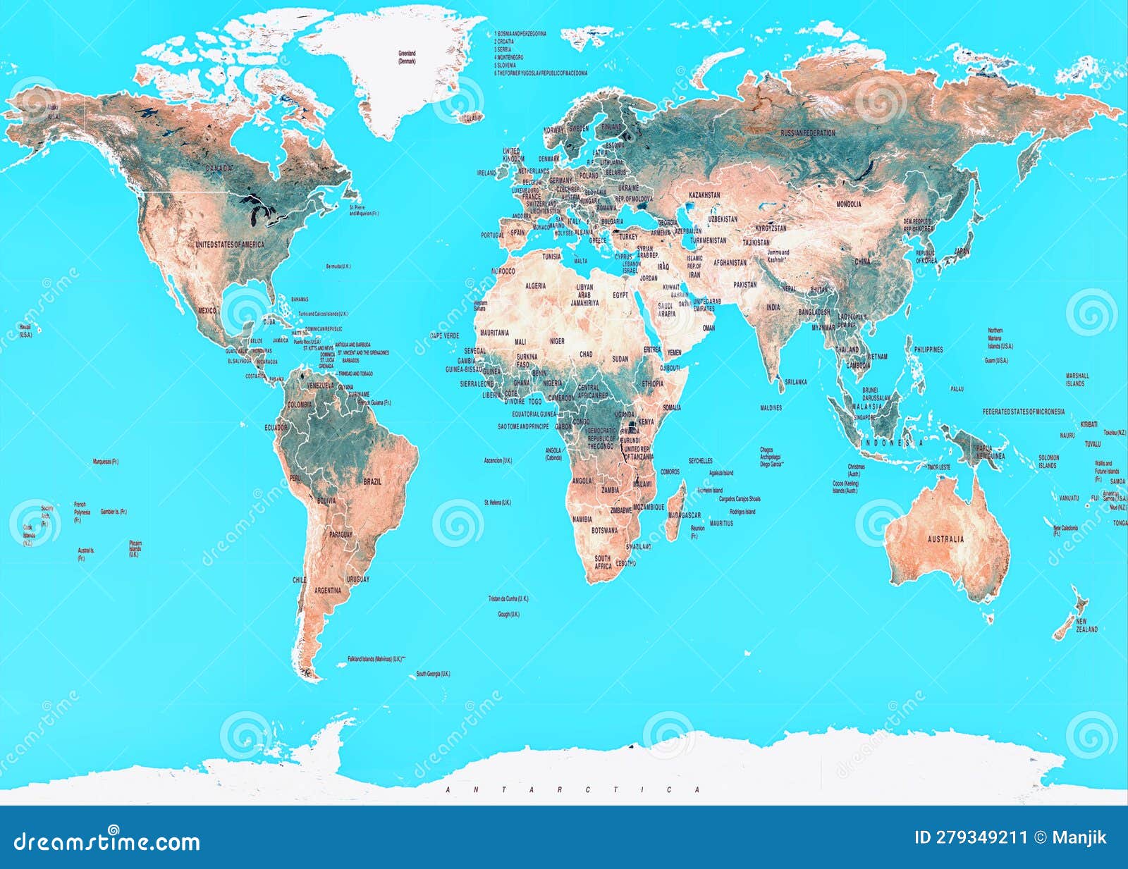 Colorful World Map stock illustration. Illustration of mural - 279349211
