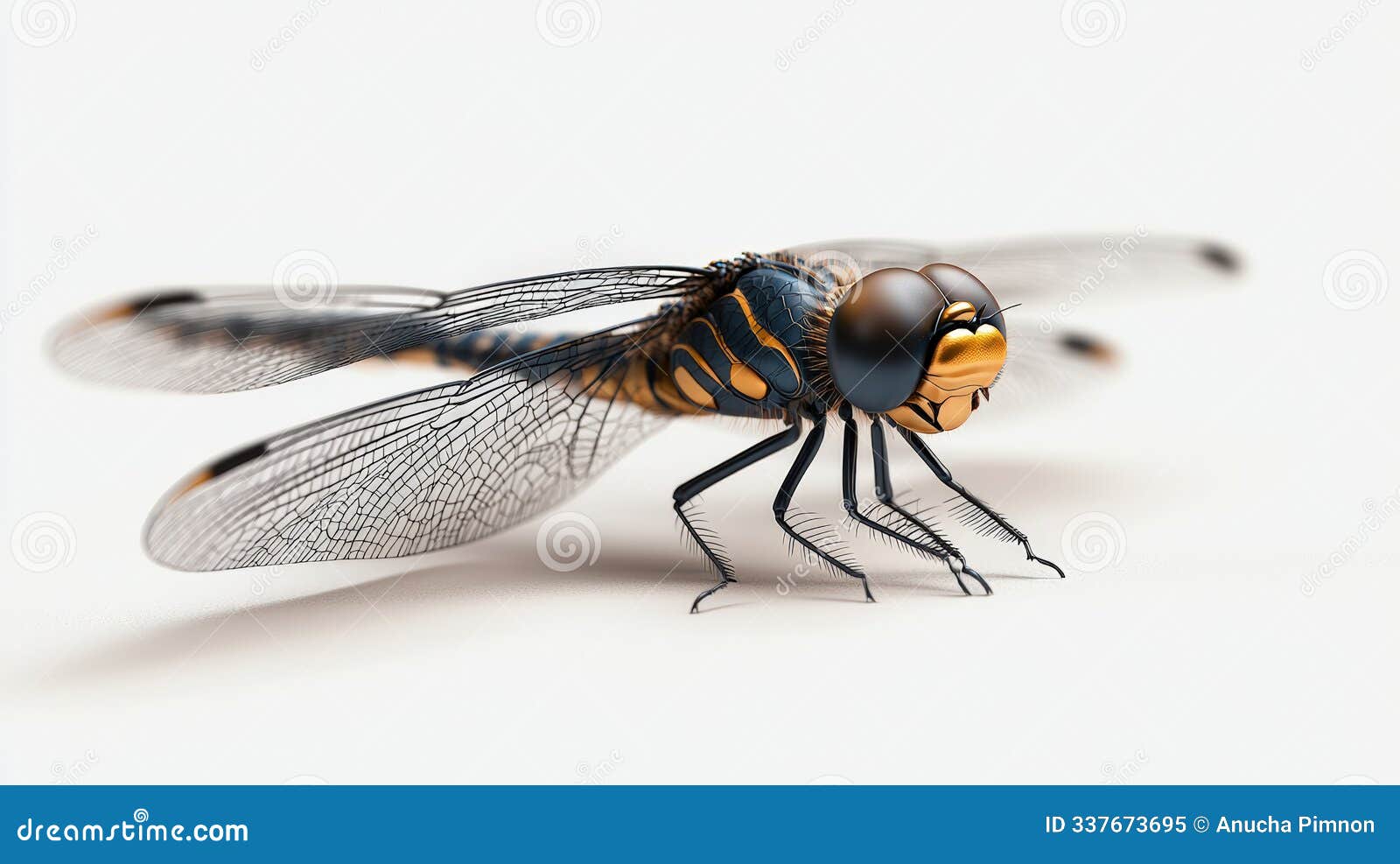 highly detailed 3d  of a dragonfly with transparent wings. generative ai .