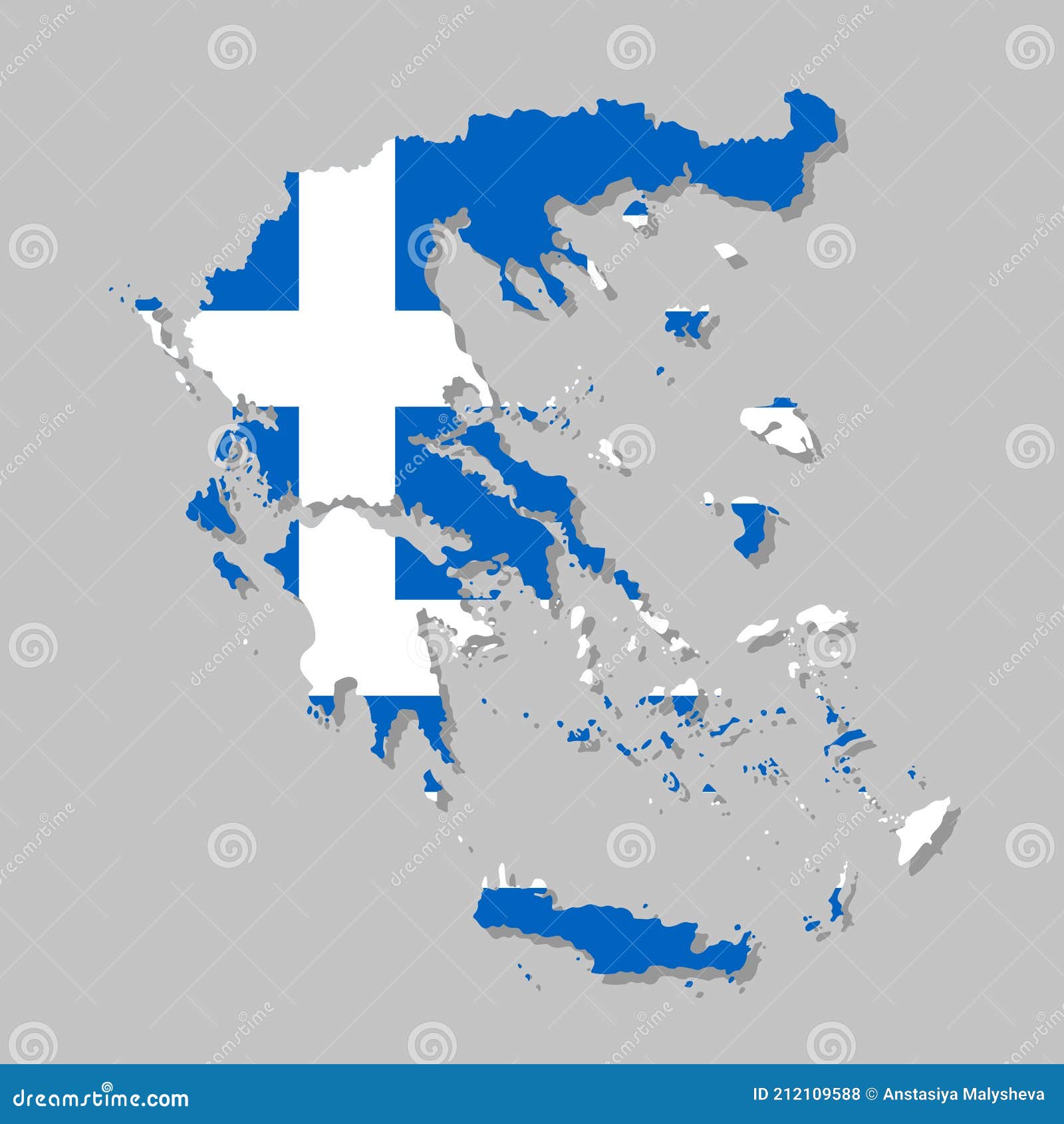 Highly Detailed Map of Greece with Flag Stock Vector Illustration of