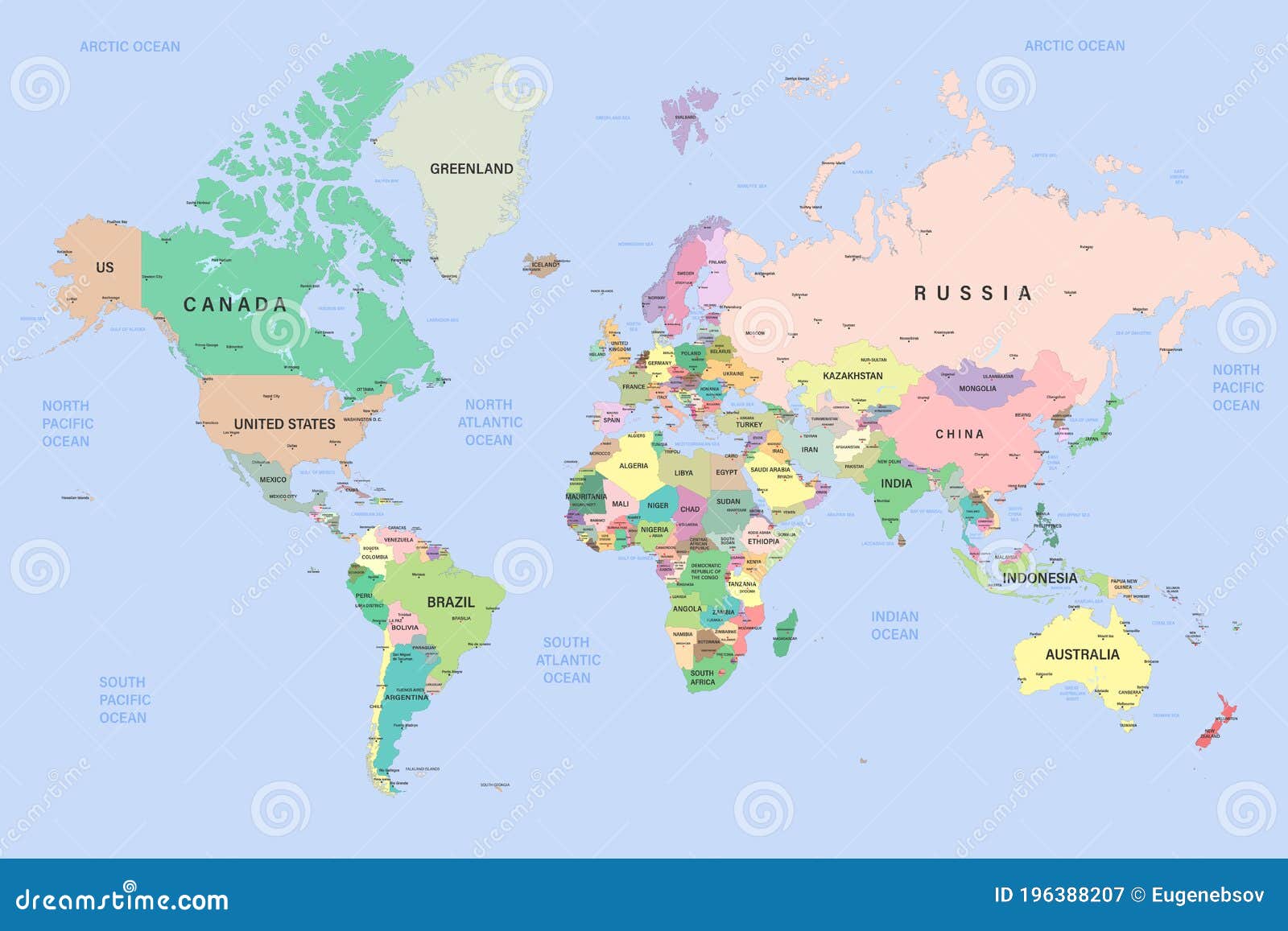 World Map With Borders And Names