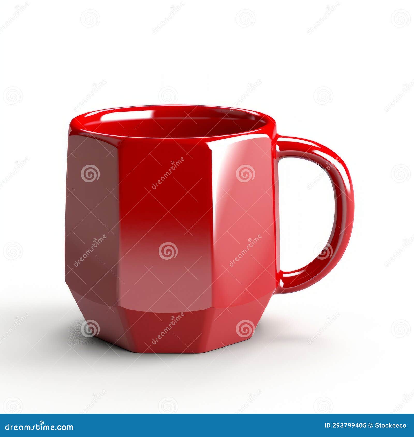 highly detailed red mug with angular geometry 
