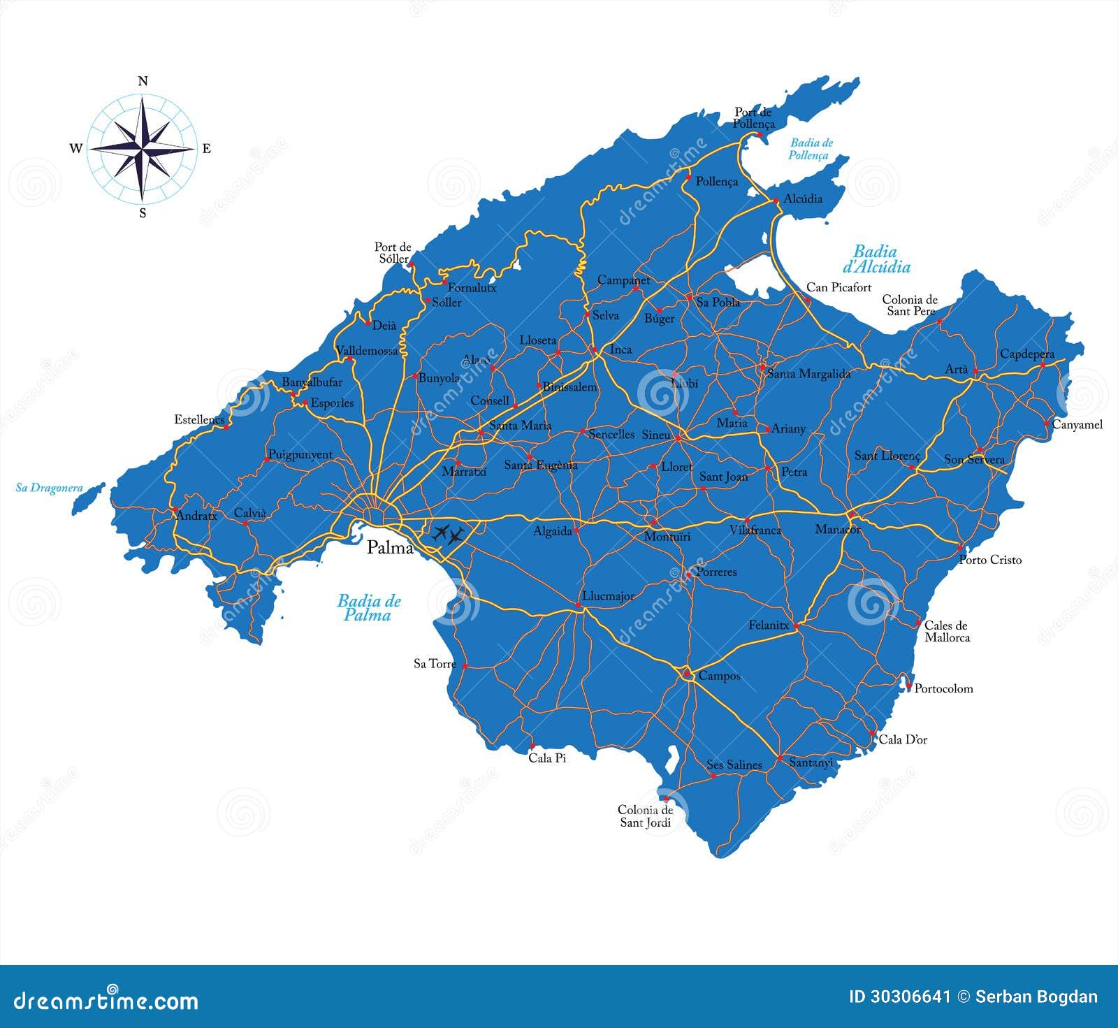 Mallorca Map Stock Image  Image: 30306641