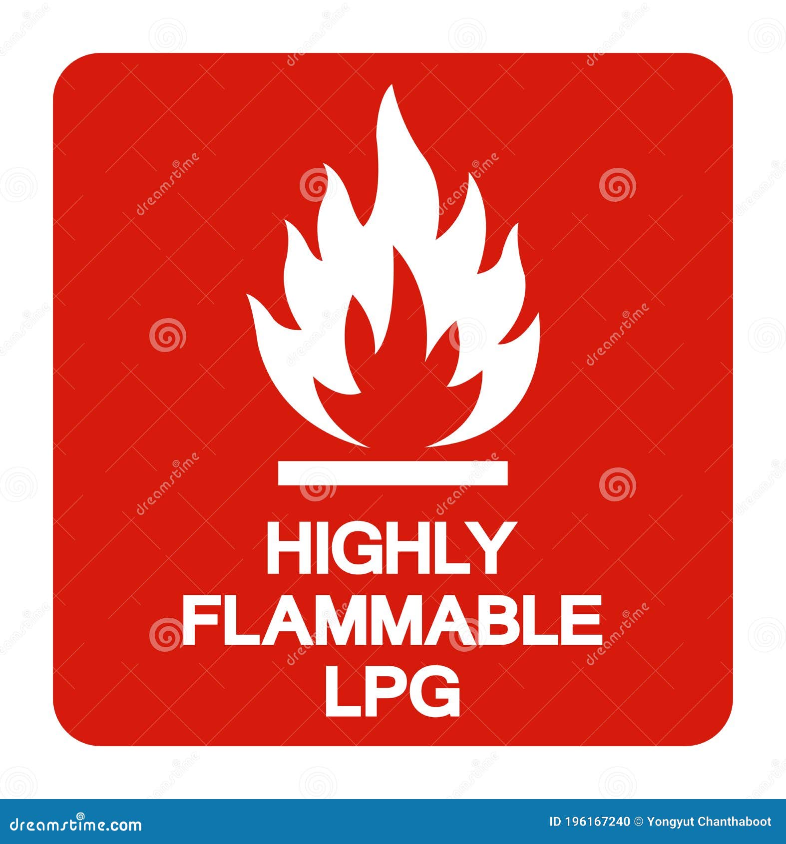 Danger Highly Flammable LPG Warning Adhesive Vinyl Gloss Sticker 125mm x125mm