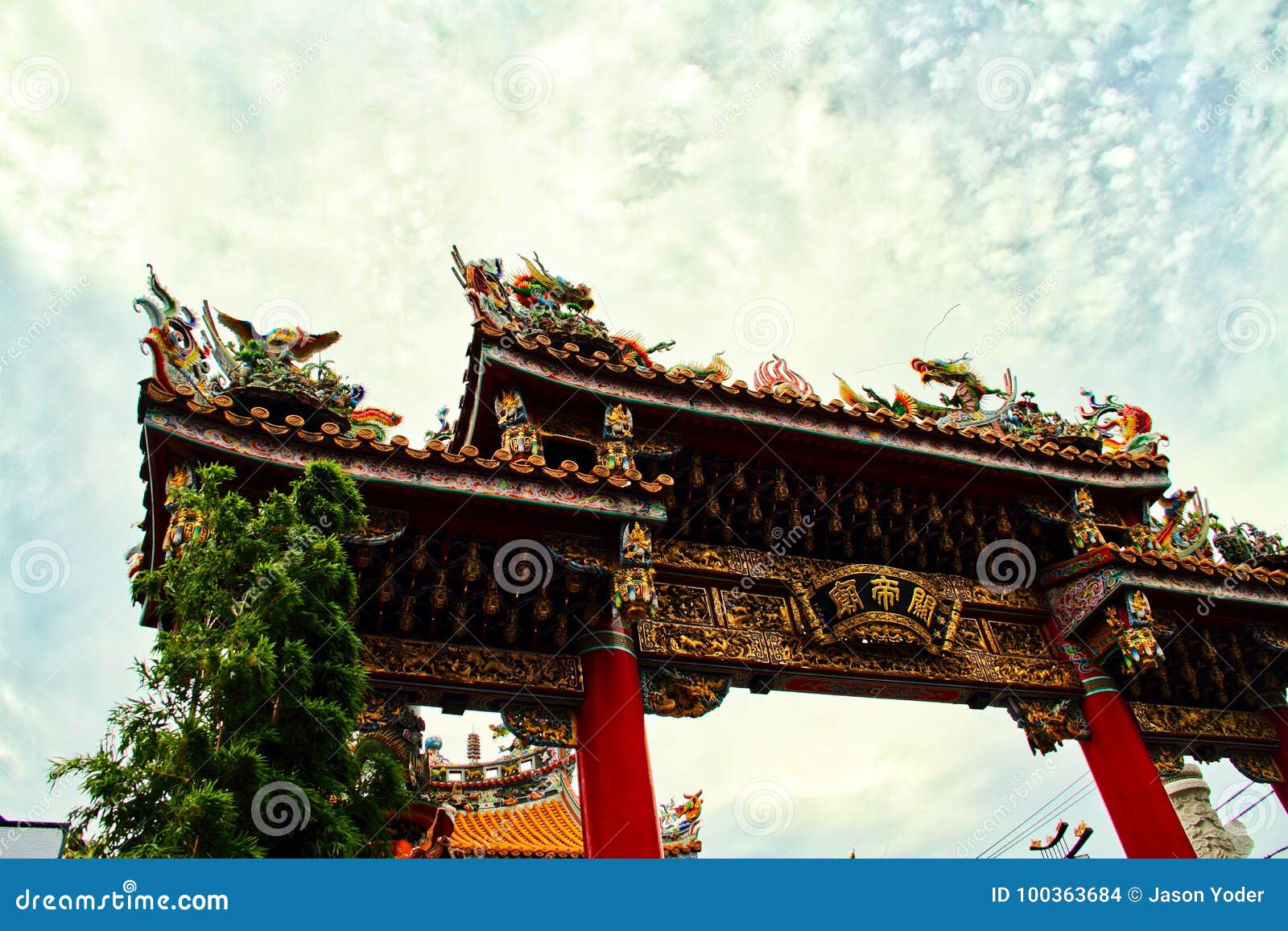 Chinese Temple Gate stock photo. Image of ornate, ornamental - 100363684