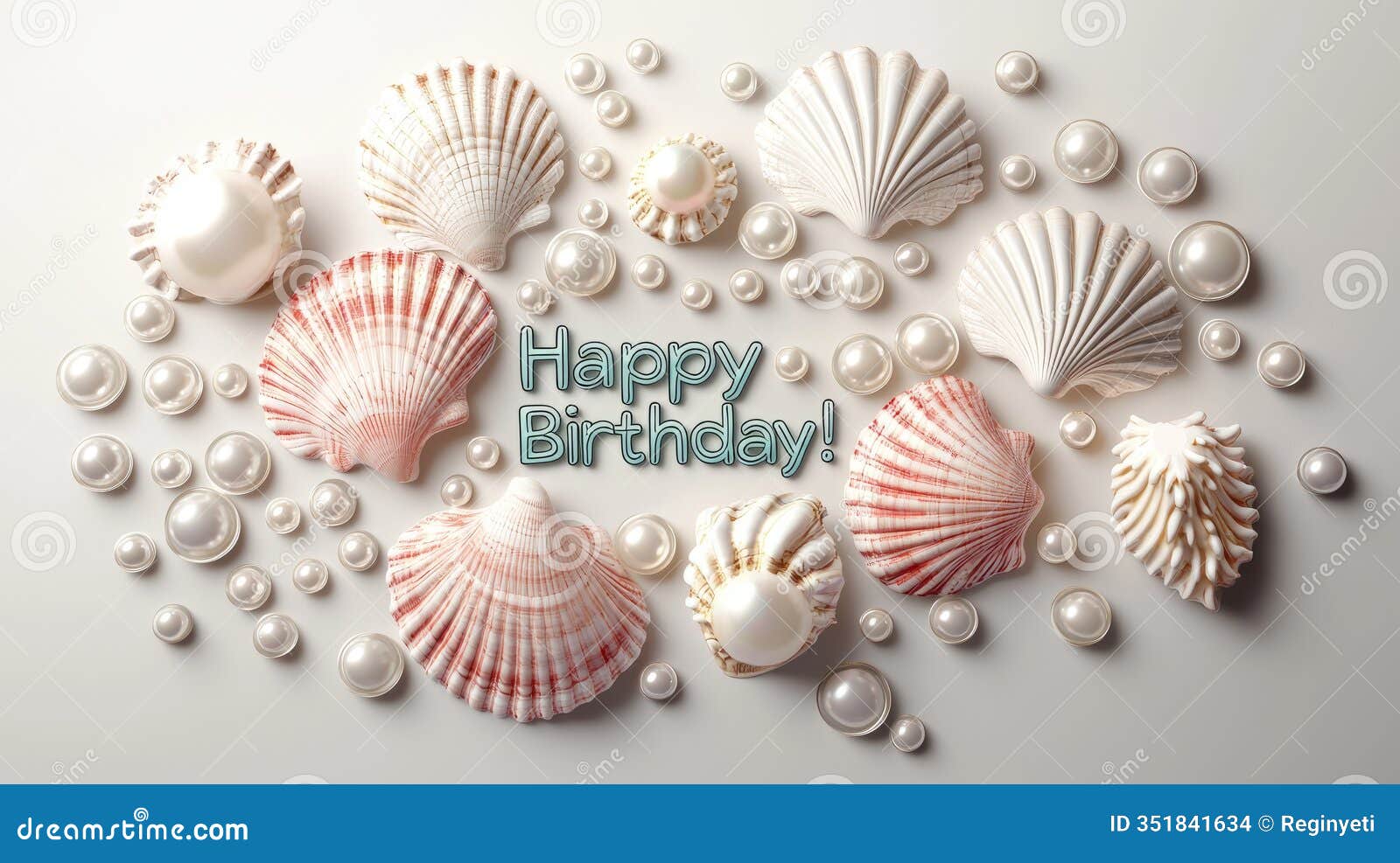 highresolution 3d shell and pearl doodle for birthday