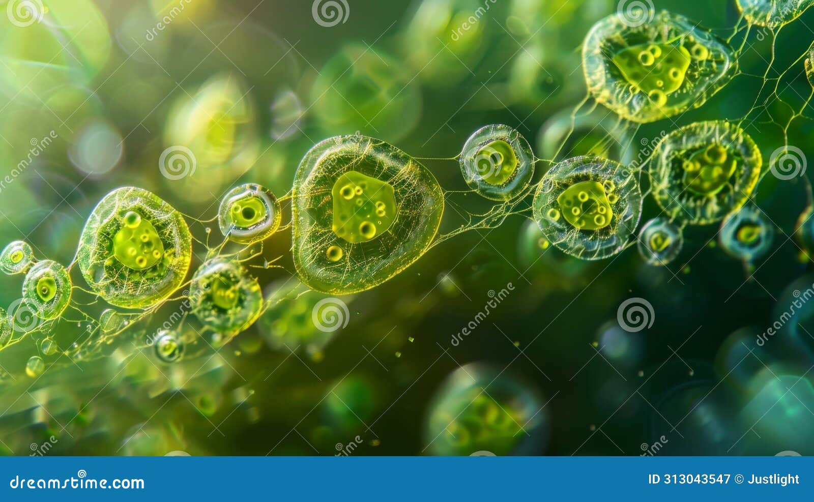 a highresolution image of chloroplasts in action with tiny green bubbles thylakoids filled with energyproducing