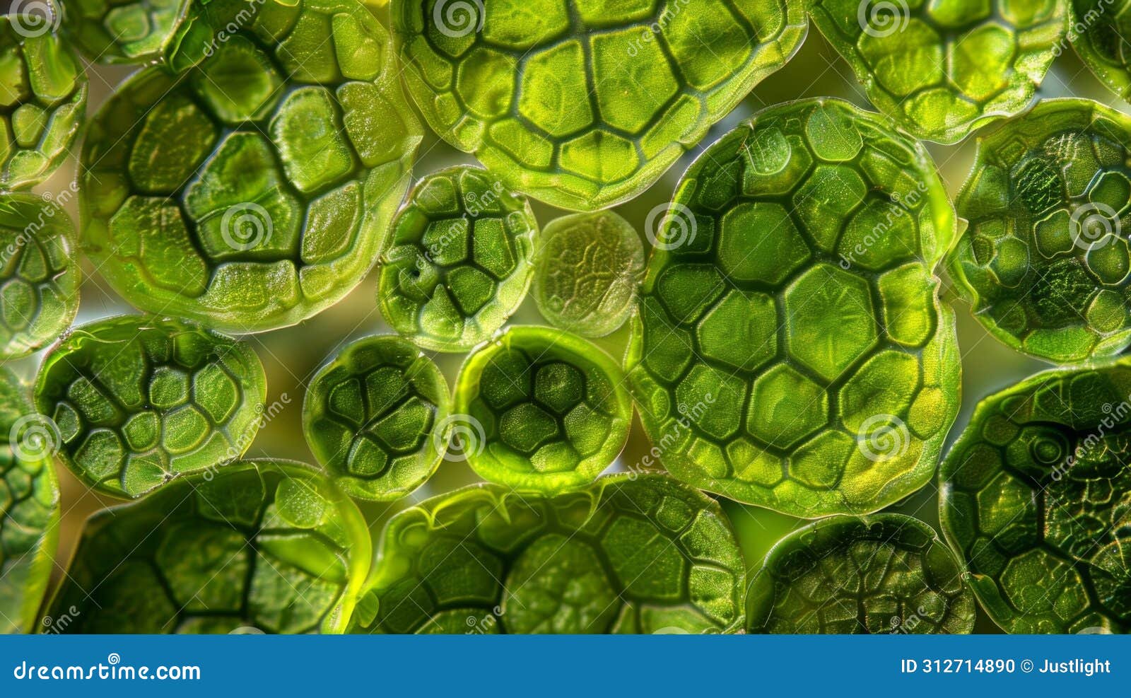 highresolution image of a of chloroplasts each containing a dense concentration of tiny circular structures known as