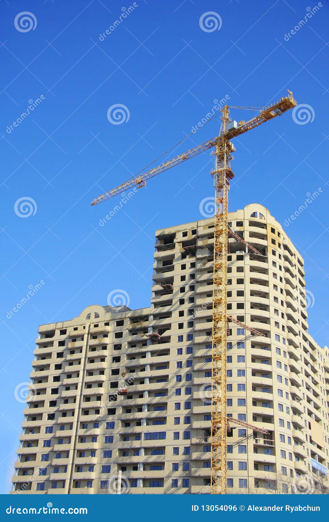 Highrise Construction Site on Clear Blue Sky Stock Photo Image of