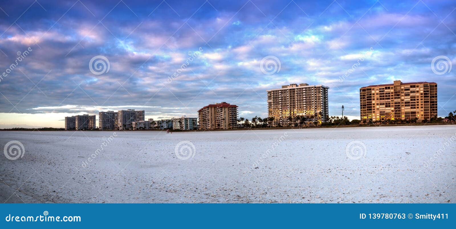 highrises along tigertail beach at night on marco island