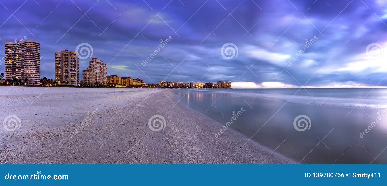 highrises along tigertail beach at night on marco island