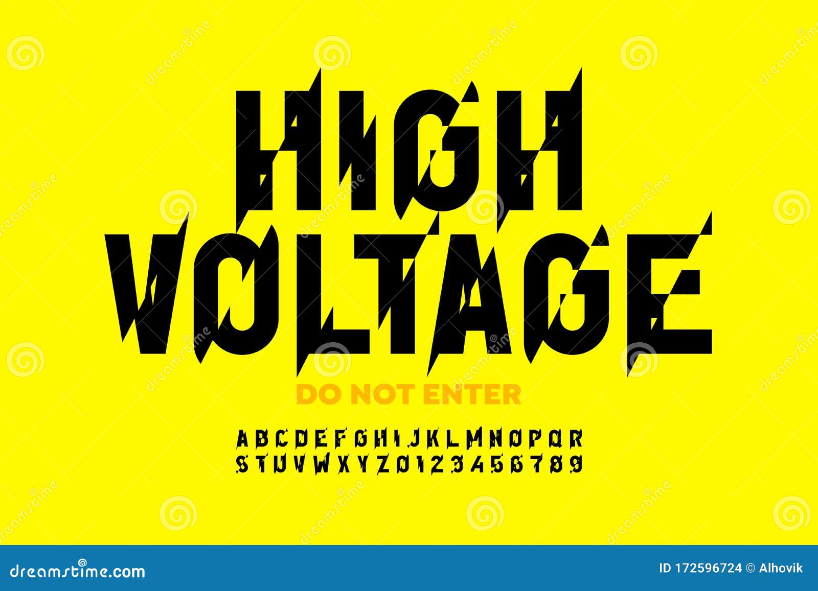 Hight voltage style font stock vector. Illustration of dangerous