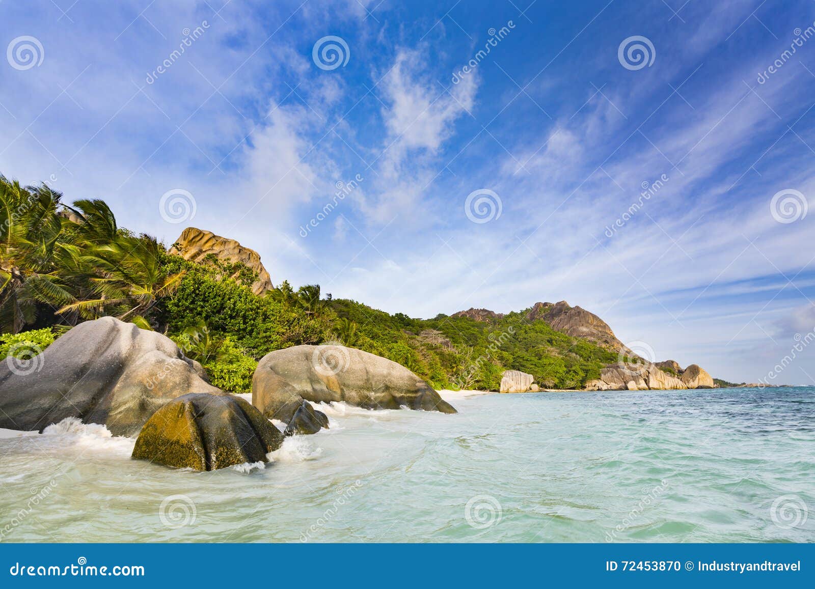 highwater in the lagoon, la digue, seychelles