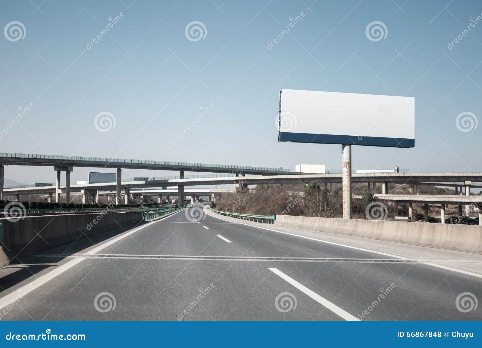 Highway billboard stock photo. Image of business, blue 66867848