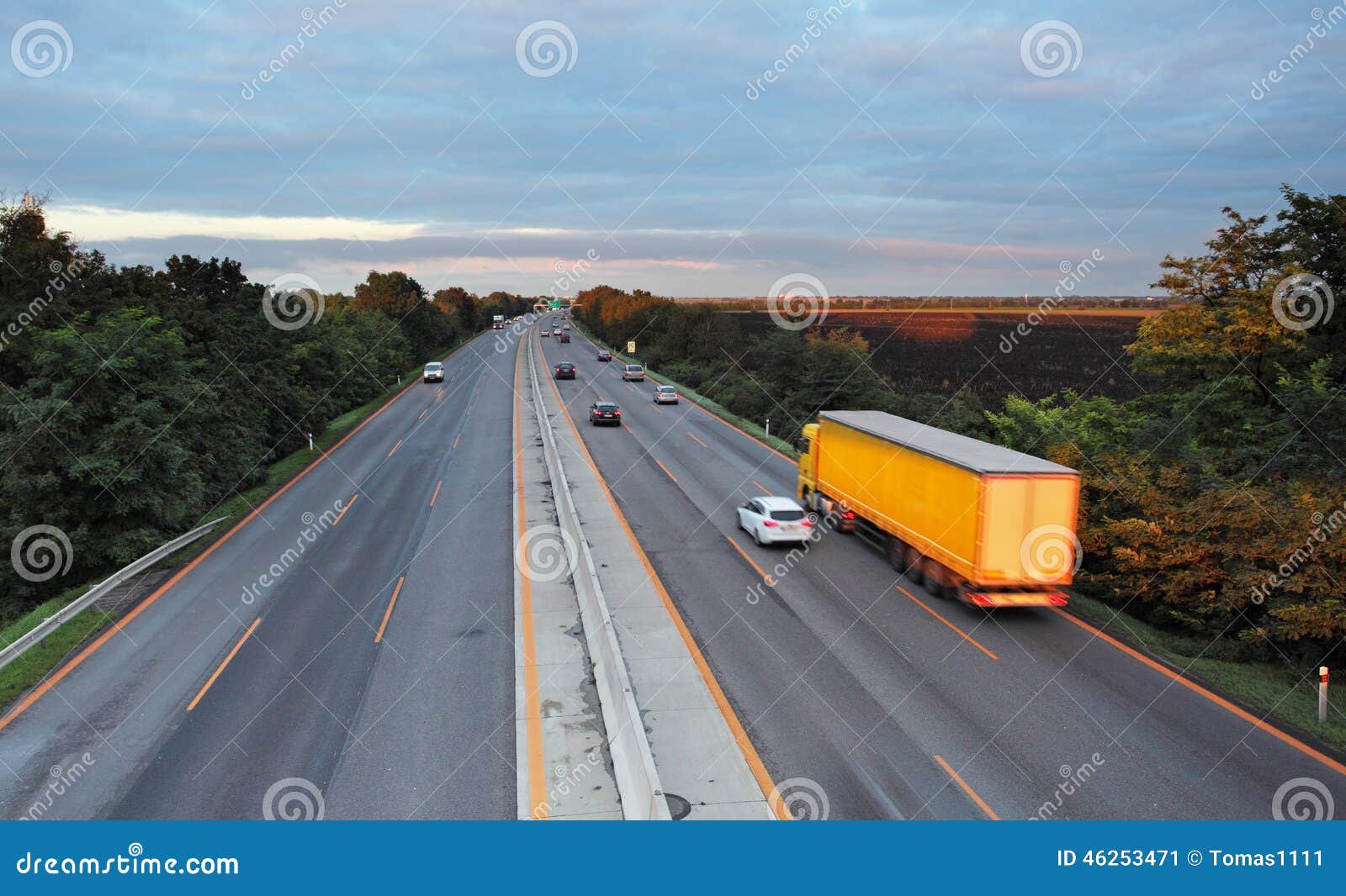 Highway with Cars and Truck Stock Image Image of sunrise, green 46253471
