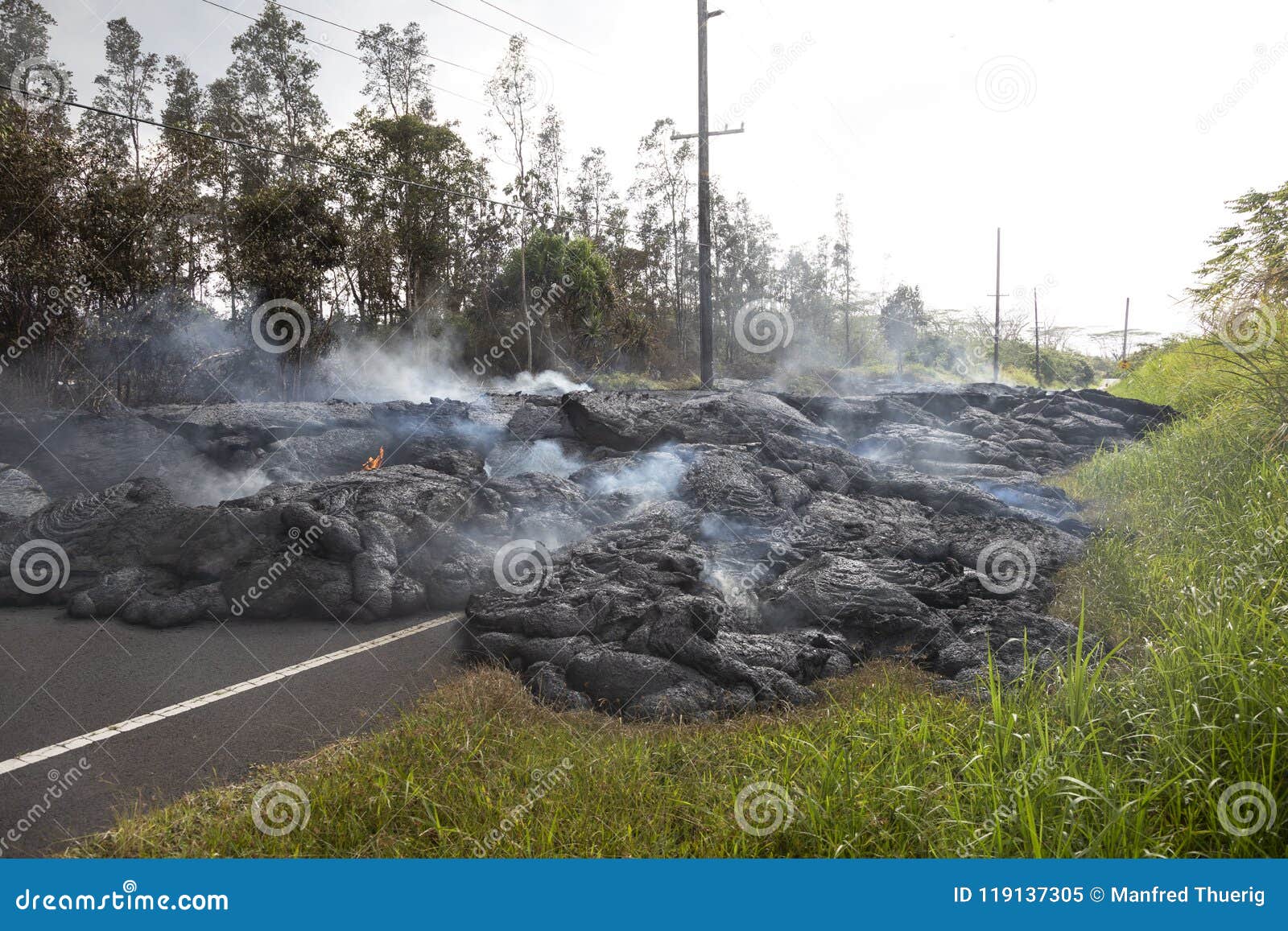 Highway in Hawaii, Which Was Destroyed by a Lava Flow Stock Image ...